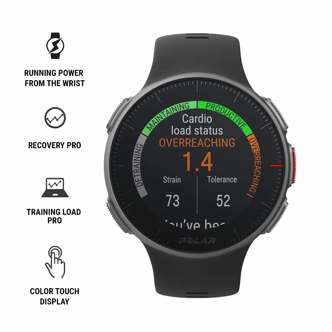 Polar Vantage V Reloj Premium GPS Frecuencia Cardíaca Multideporte Triatlón Potencia Running Batería Ultra Larga Resistente Agua M/L Negro