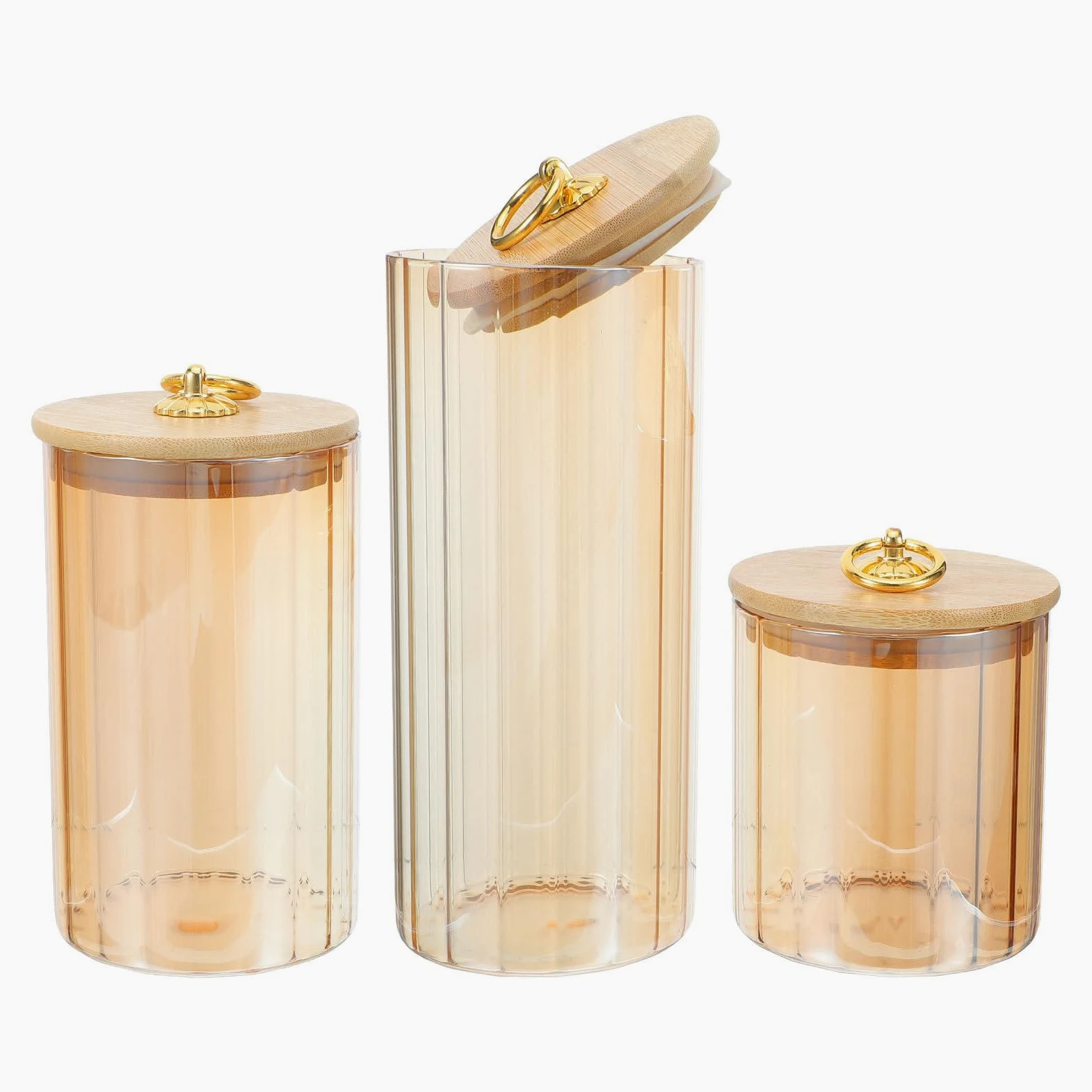 Gatuida 3 Piezas Recipiente de Vidrio con Tapa Hermética para Almacenar Alimentos, Diseño Vintage con Tapa de Madera, Capacidad 750ml Adecuado para Uso Diario en Cocina