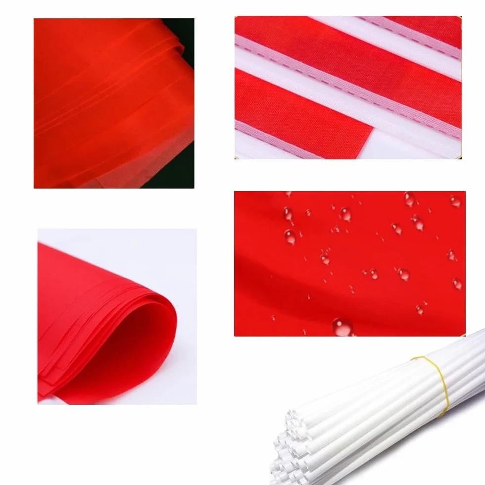 Banderas de mano pequeñas 14x21 cm rojas con varilla y punta de lanza para eventos deportivos