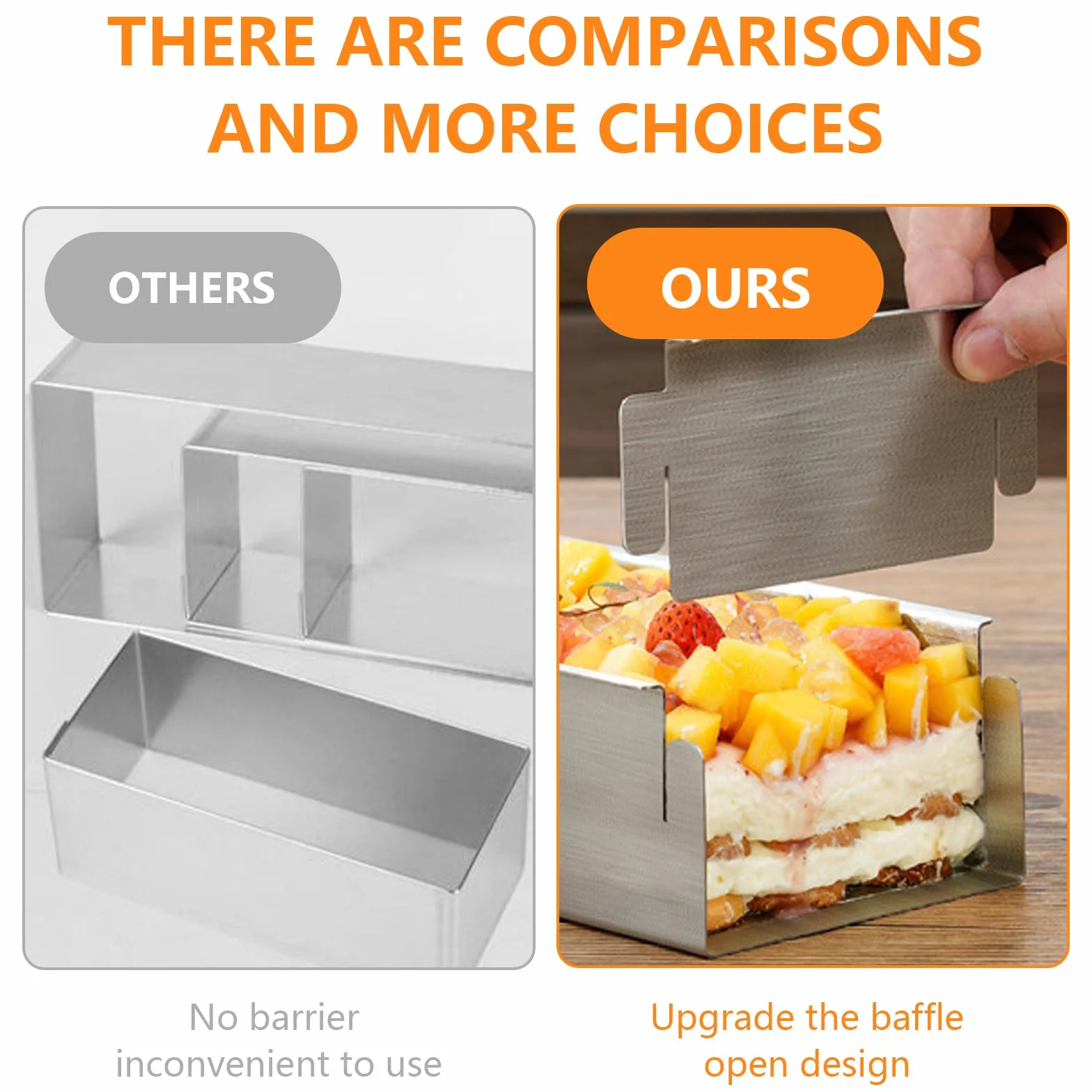 2 Piezas Molde Tarta Rectangular, Molde Mousse Ajustable Forma de Tiramisú Antiadherente con Parte Lateral Extraíble, Moldes de Aleación de Aluminio para Pasteles, Brownie, Pan y Tiramisú (40cm)