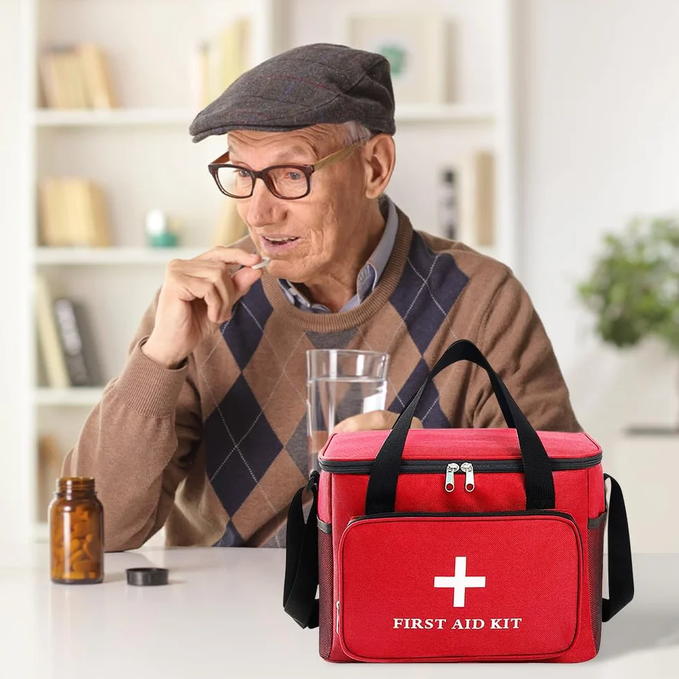 Botiquín de Primeros Auxilios 14L Impermeable XXL con Correa Hombro Rojo