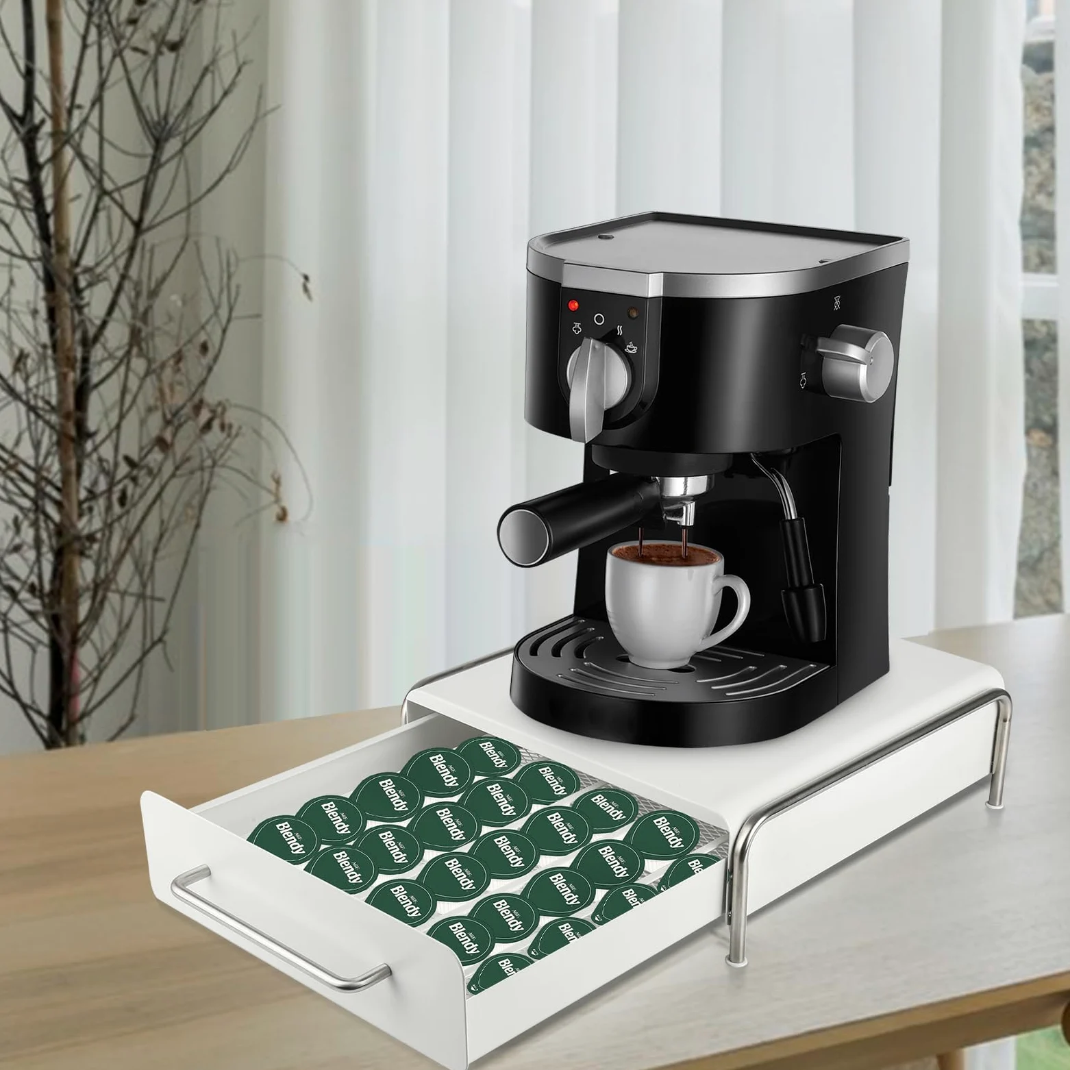 Cajones para Cápsulas de Café, Organizador para Cápsulas Dolce Gusto Capas Dispensador de Capsulas con Soporte de Máquina de Café, Cajón para Almacenar, Portacápsulas (30.5 * 31.5 * 10cm/36,blanco)
