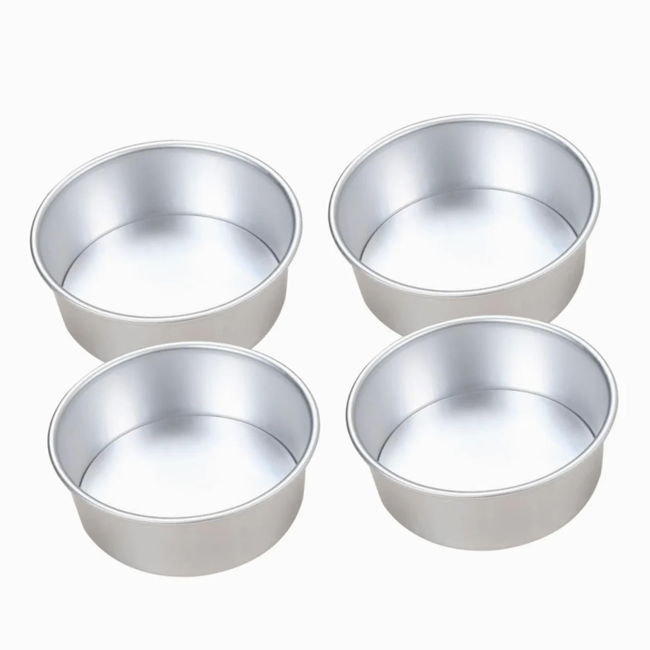 SOLUSTRE 4piezas Molde para Hornear Pasteles Redondo de Aleación Bandeja Antiadherente para Hornear con Fondo Extraíble para Postres de Cumpleaños y Tartas de Boda