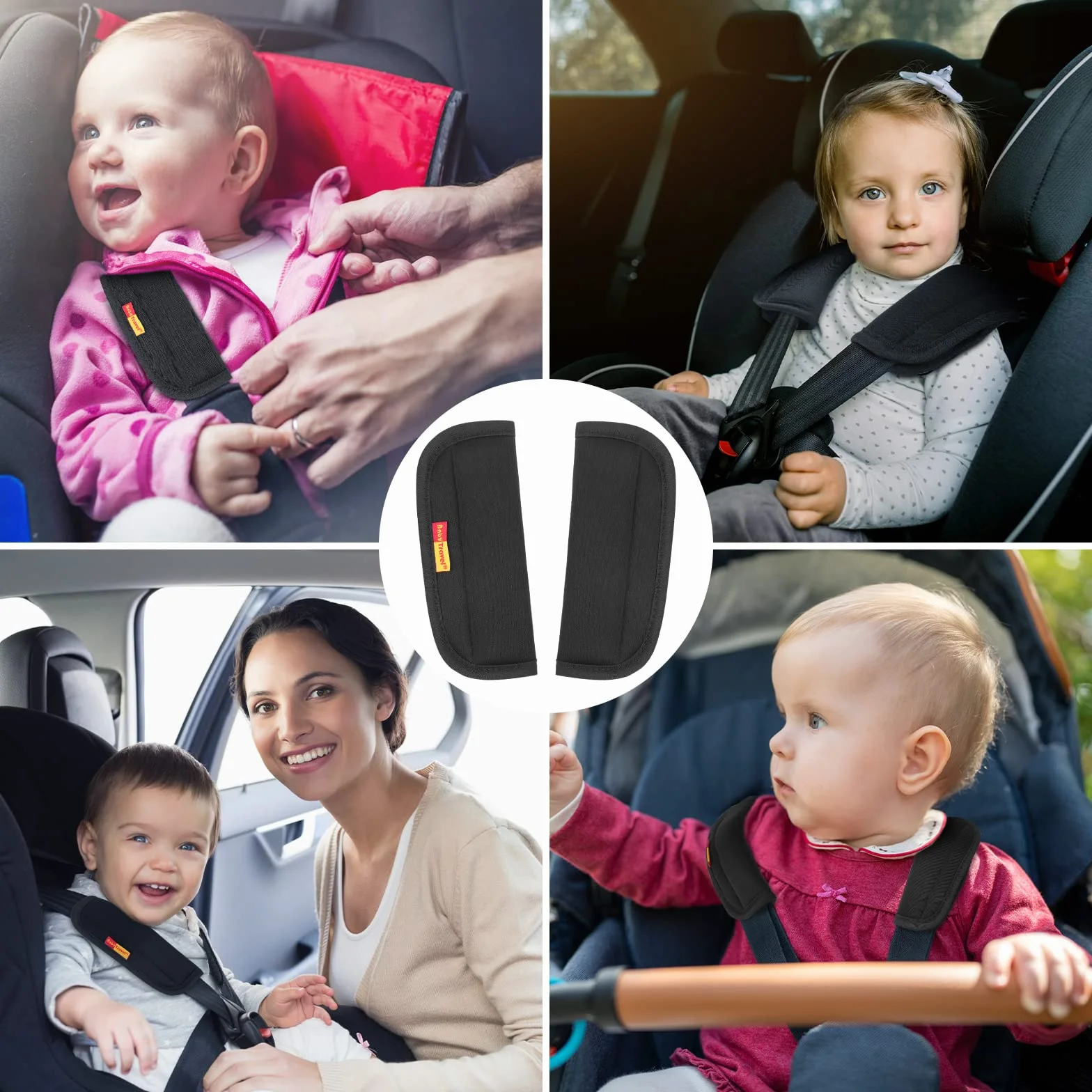 URAQT Almohadillas para Cinturón de Seguridad Niño, 2PCS Almohadillas Protectores de Coche Hombro, Suave y Transpirable Hombro Cinturón de Seguridad, Protector Cinturon Coche para Infantil (Negro)