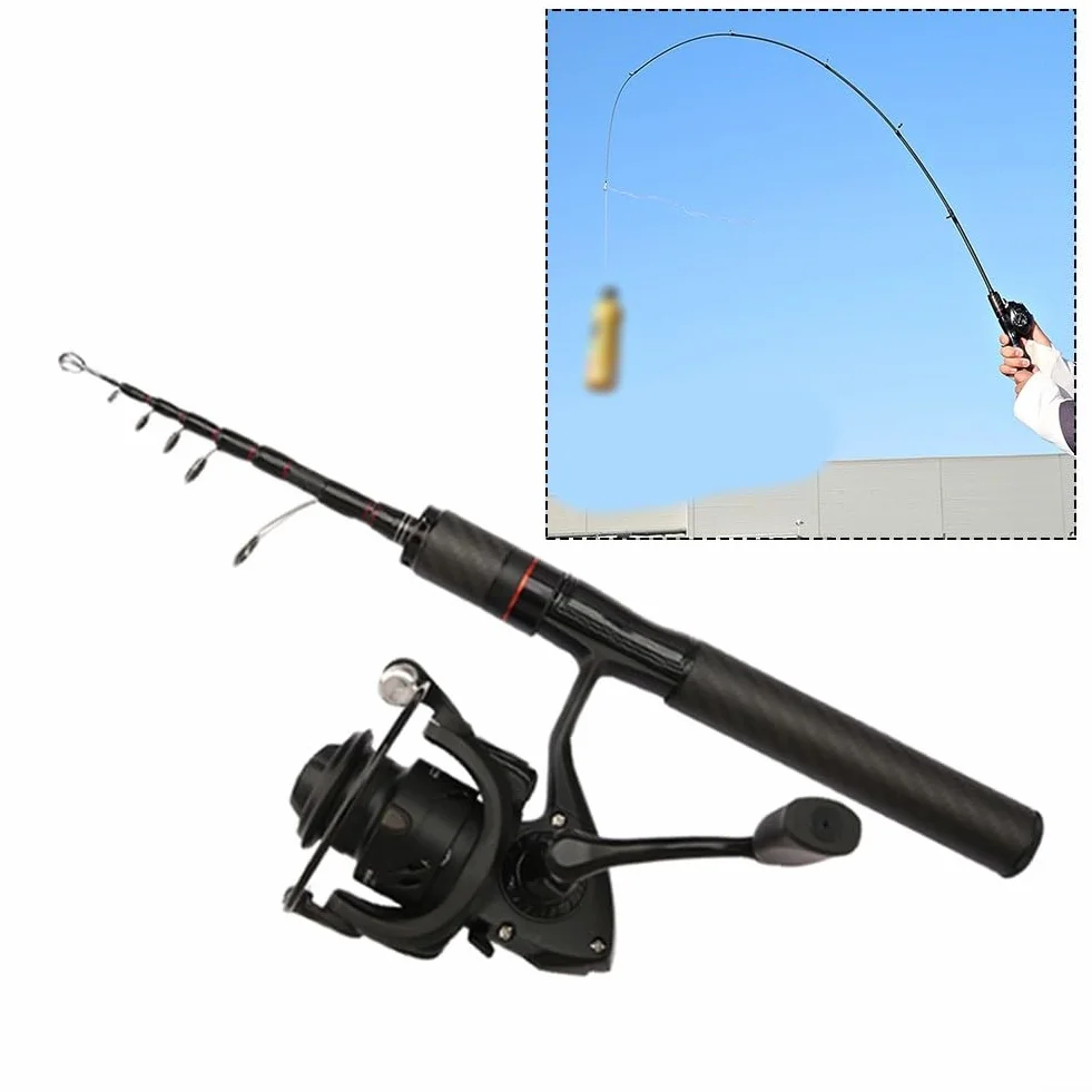 Mini caña de pescar 150 cm carbono alta sensibilidad agarre cómodo pesca costera