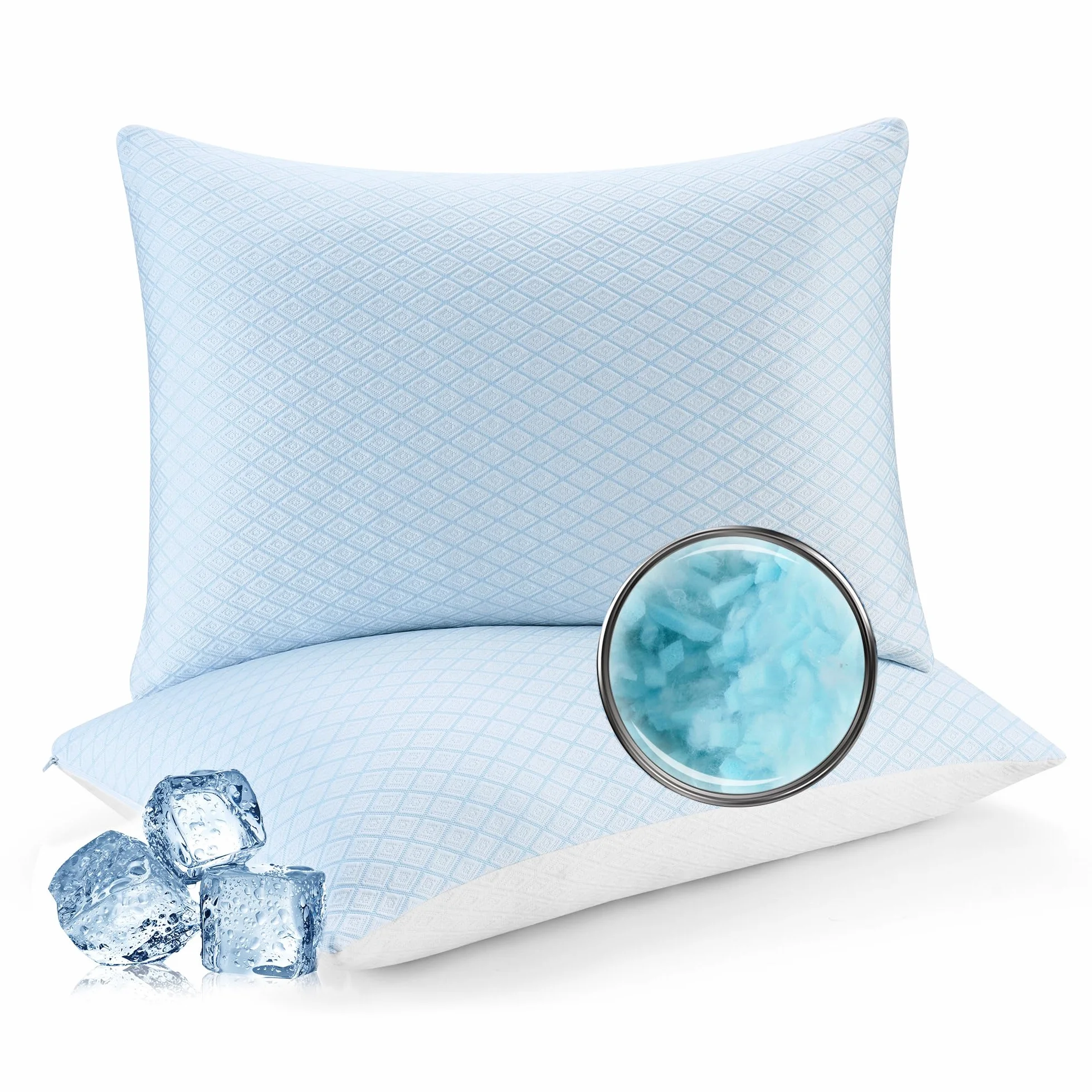 Deodar Almohada Viscoelástica Cervical Suave y Transpirable con Soporte para Cabeza y Cuello – 40x60 cm Blanco Espiral 2 Piezas