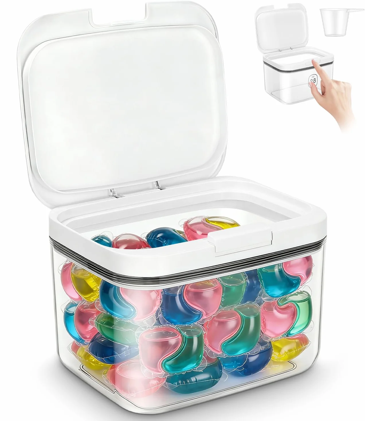 Almacenamiento de detergente, caja de almacenamiento de 2,8 l con tapa, dispensador de detergente en polvo, recipiente para detergente en polvo con tapa hermética, apto para detergente