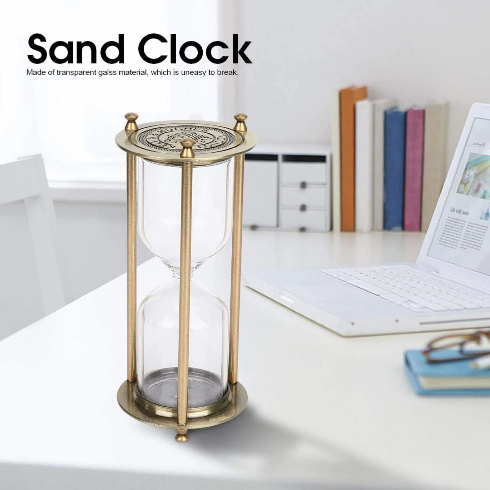 Reloj De Arena Cristal Transparente Temporizador para Decoración De Oficina