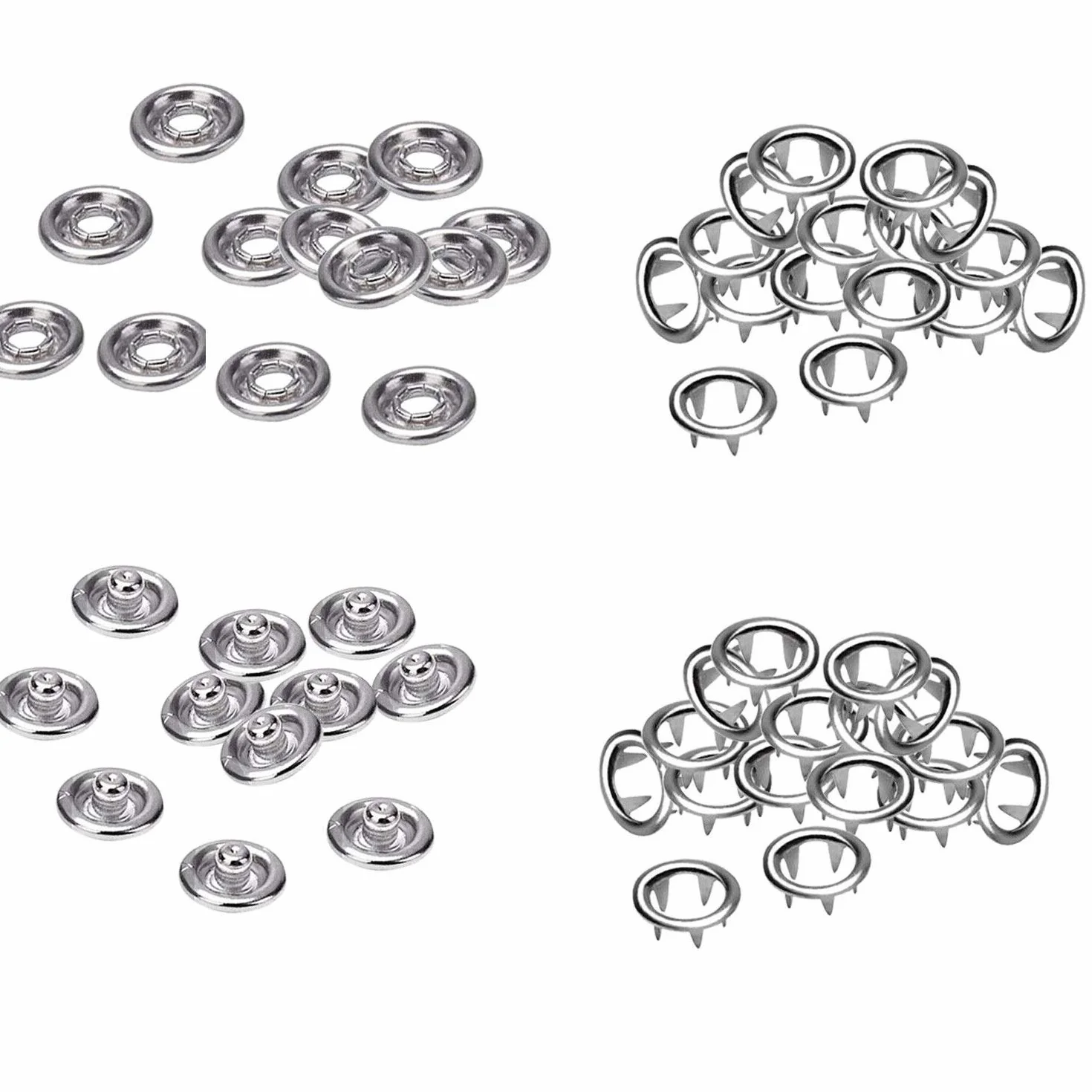 Trimming Shop - Broches de presión (9,5 mm, latón Plateado), diseño de Anillo de Prensa para bebés, Baberos, Ropa de niños, Ropa Personalizada o proyectos de Bricolaje, latón, 9,5 mm