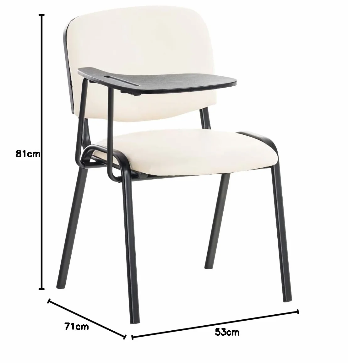 CLP Silla Confidente Ken con Brazo Extensible para Escritura I Silla para Academias con Pala Flexible para Apuntes I Silla de Conferencia Tapiza, Color:Crema
