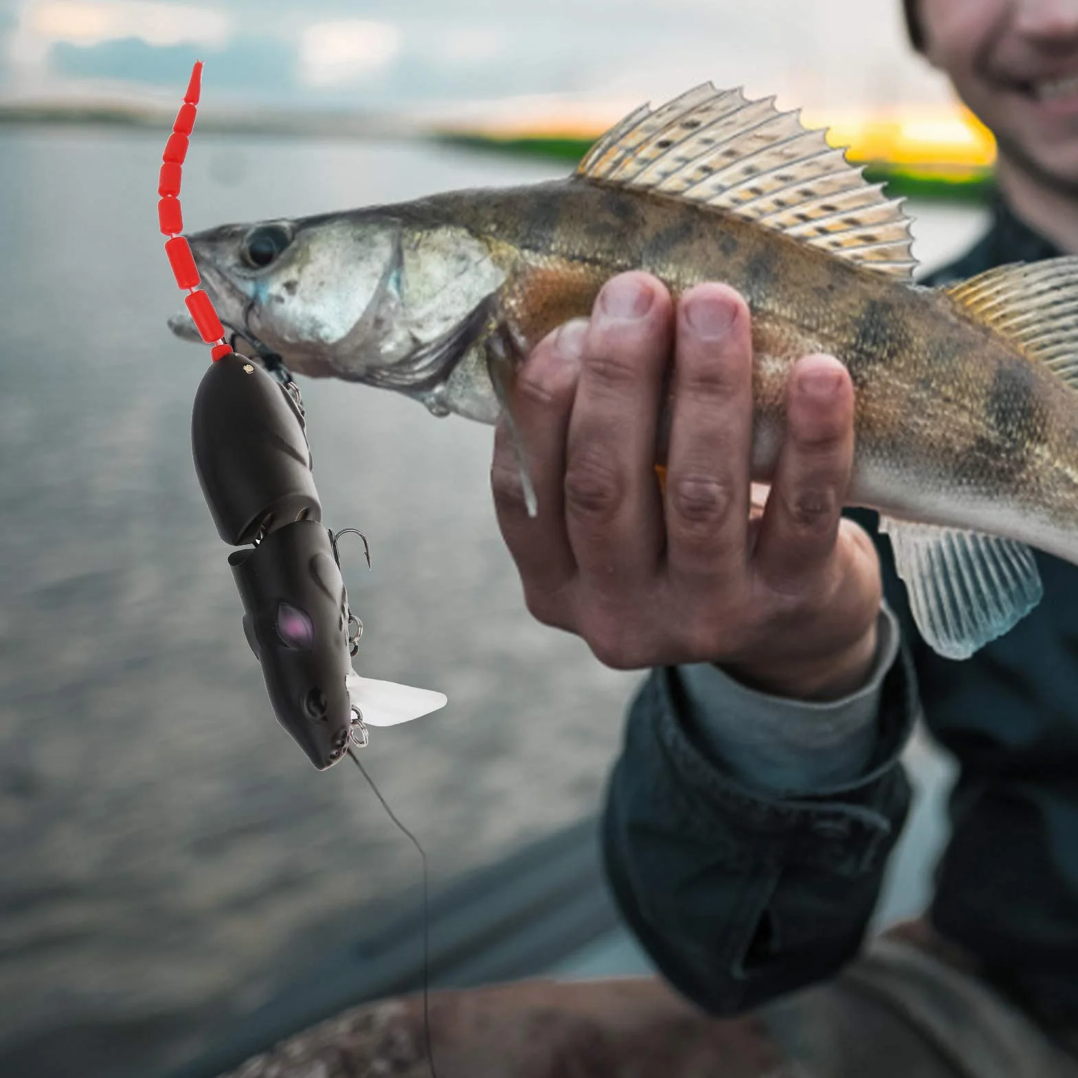 Keenso Cebo de Pesca Artificial, cebos y señuelos de Pesca con Forma de ratón, Cebo de Agua Dulce y Salada con anzuelos triples