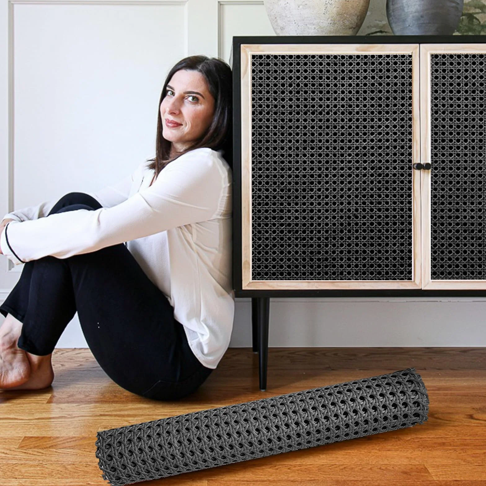 ALLINKIT Rollo de ratán negro 16 pulgadas x 3.3 pies plástico para muebles