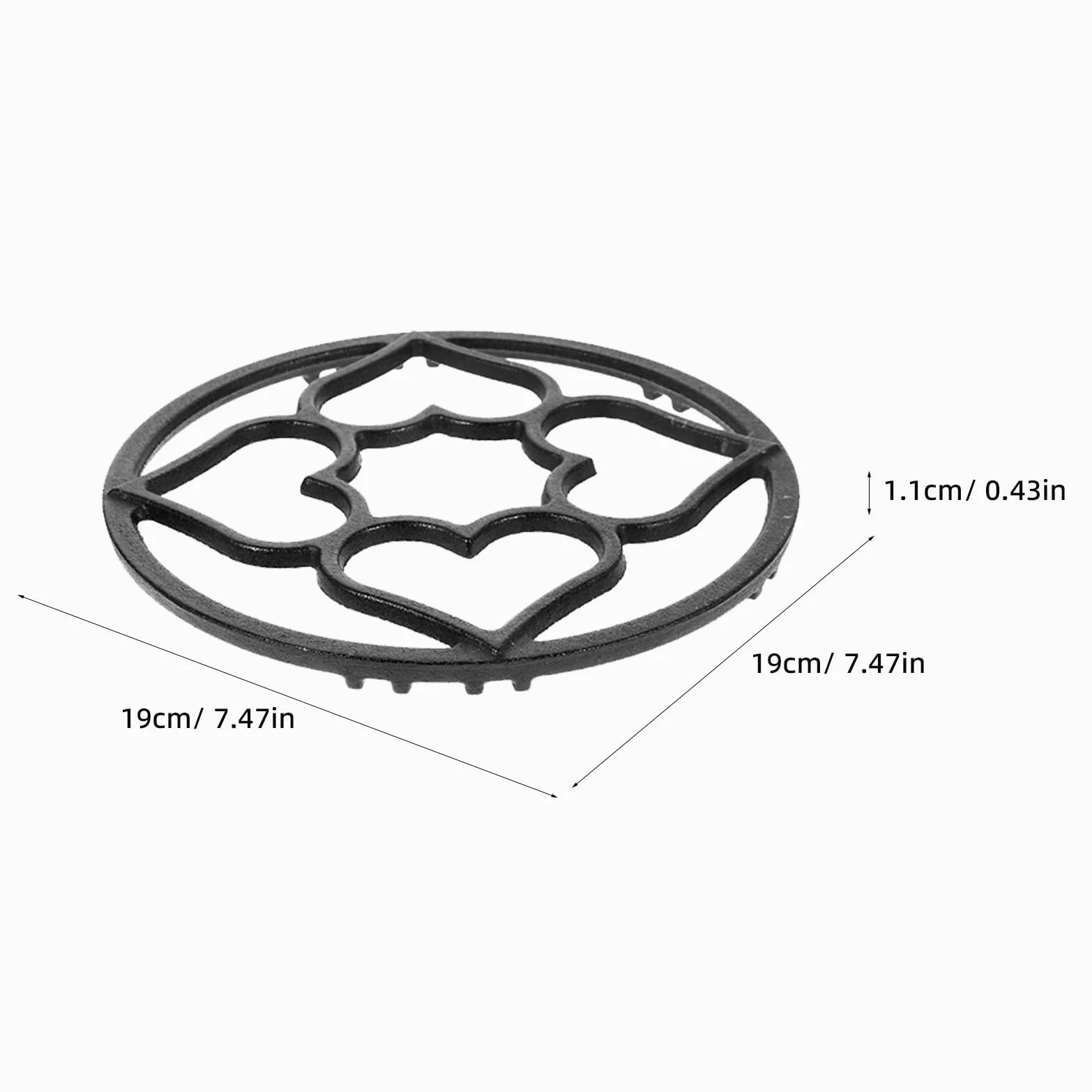 Lurrose Salvamanteles de hierro fundido de 2 piezas: Soporte para olla caliente de 19 cm (7,5") - Protector decorativo para encimera de cocina - Soporte resistente al calor para sartenes, ideal