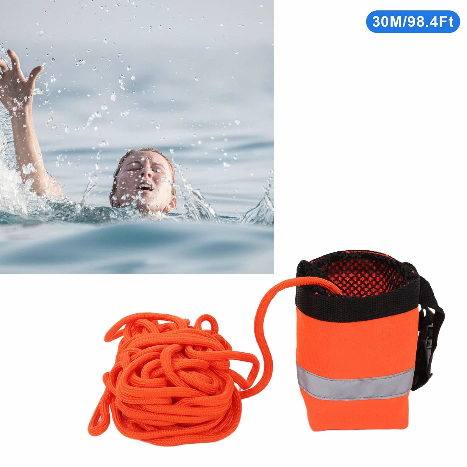 Bolsa de Rescate con Cuerda Flotante 49,2/98,4 pies 3/10 Pulgadas para Kayak Rafting Equipo de Seguridad