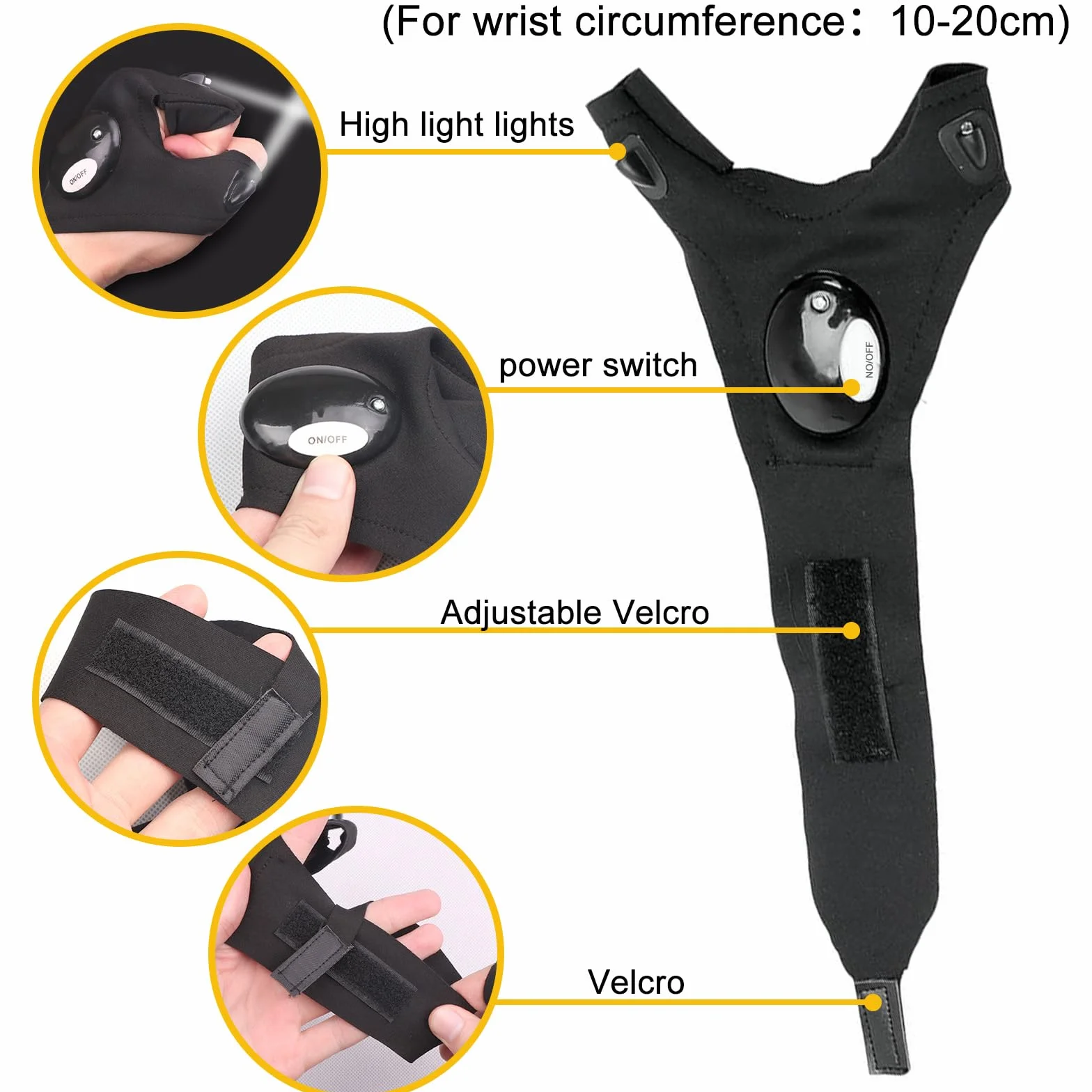 ZUOQIANG Guantes LED Hombre Multiusos Pesca Negro
