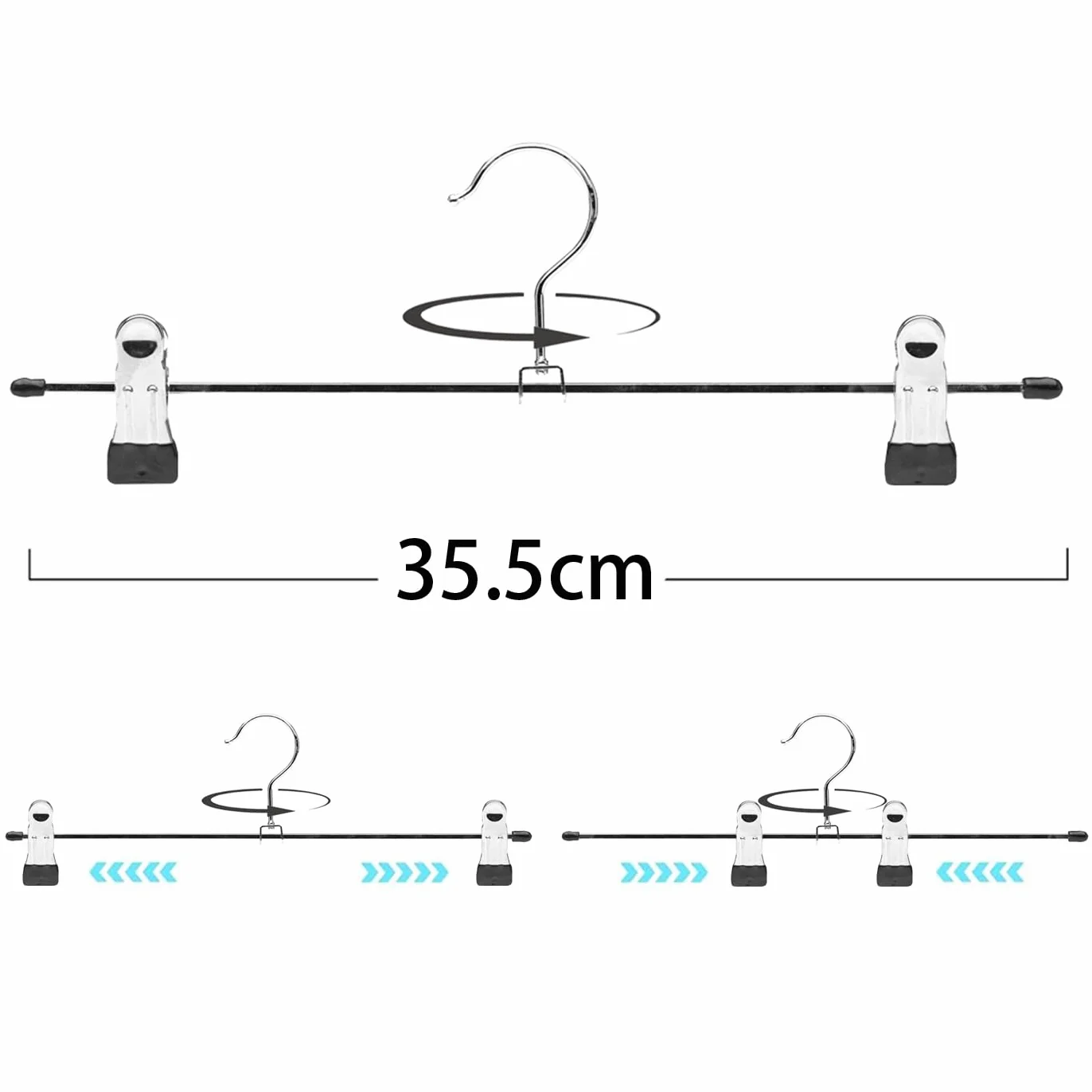 Perchas Metálicas para Pantalones 42 Unidades, 35.5cm de Largo Perchas Metal con Pinzas Clips Antideslizantes para Pantalones, Ropa Interior, Faldas, Calcetines (42 Unidades)
