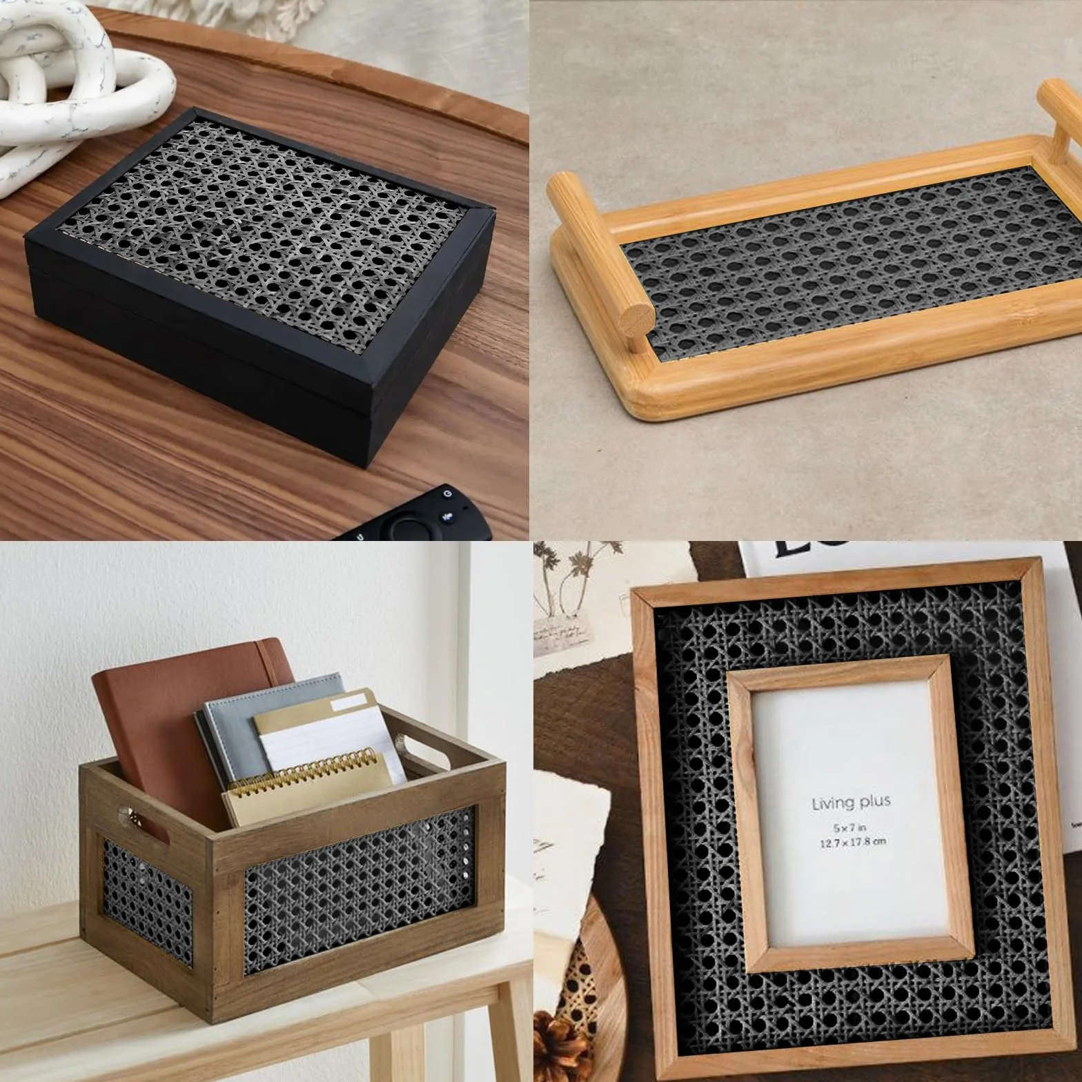 ALLINKIT Rollo de ratán negro 16 pulgadas x 3.3 pies plástico para muebles