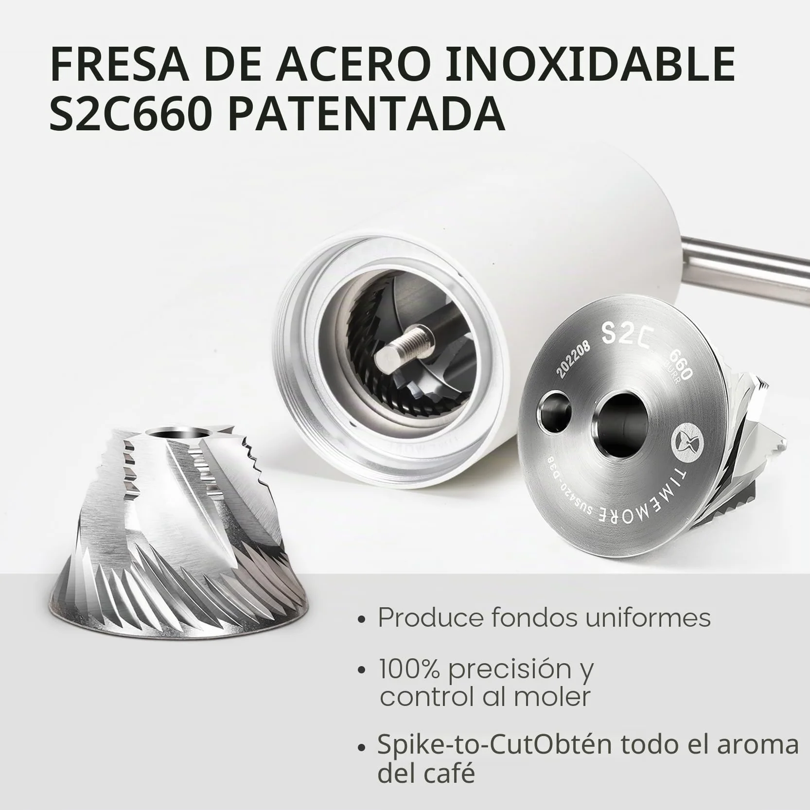 TIMEMORE Molinillo de café C3S Pro con ajuste preciso, acero inoxidable y mecanismo cónico, mango plegable, 25 g de granos, color blanco