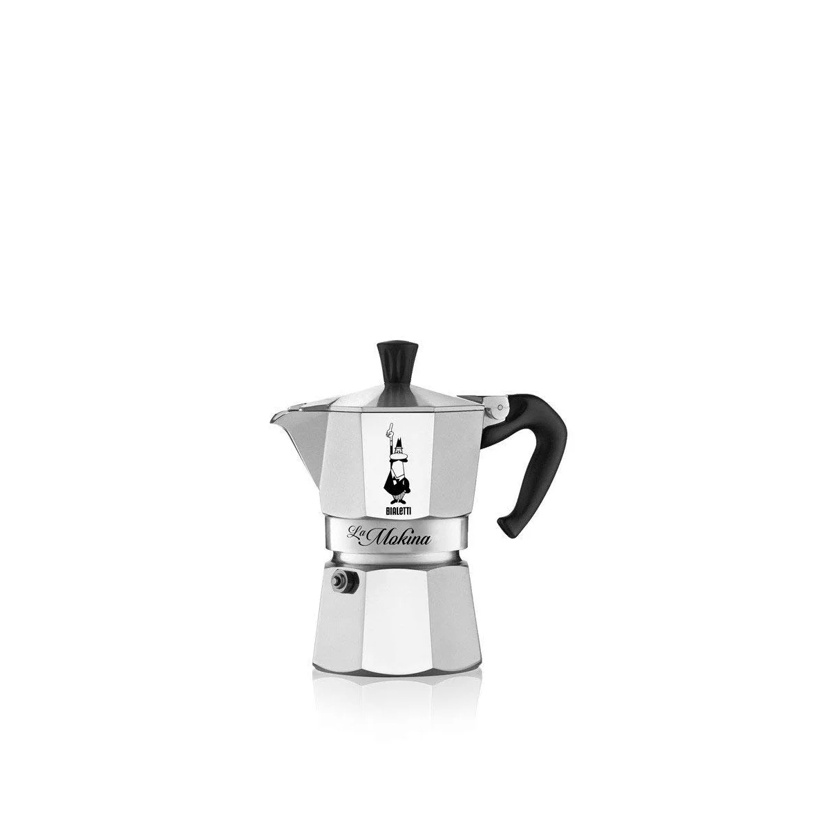 Bialetti - Cafetera de Aluminio, para Tazas 0,5, Aluminio, Plata/Negro, 13 x 6.5 x 12 cm