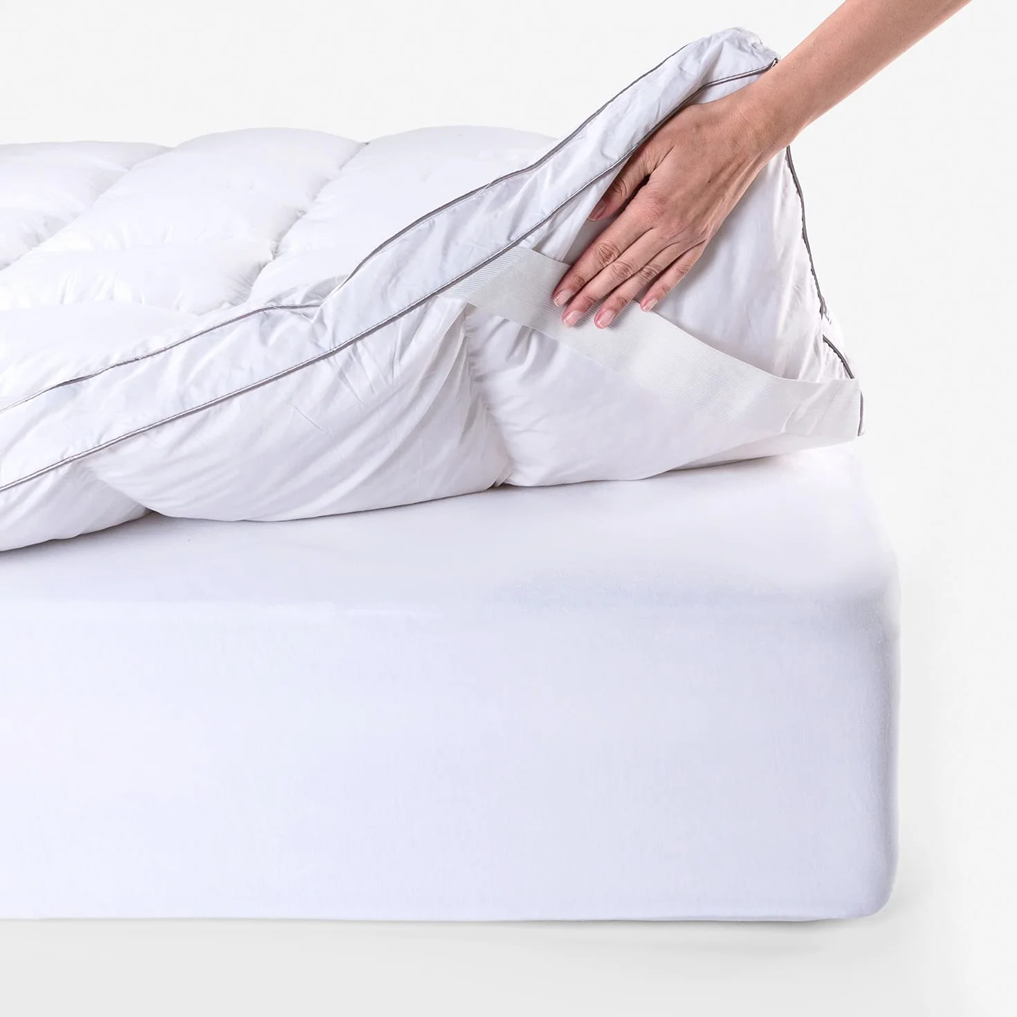 What the Sleep - Topper de Plumas 90x200 cm - Sensación Nube - Sobrecolchón Grosor 5 cm, Pluma 100%, Transpirable Gran Acogida, Extrasuave, Cubrecolchón