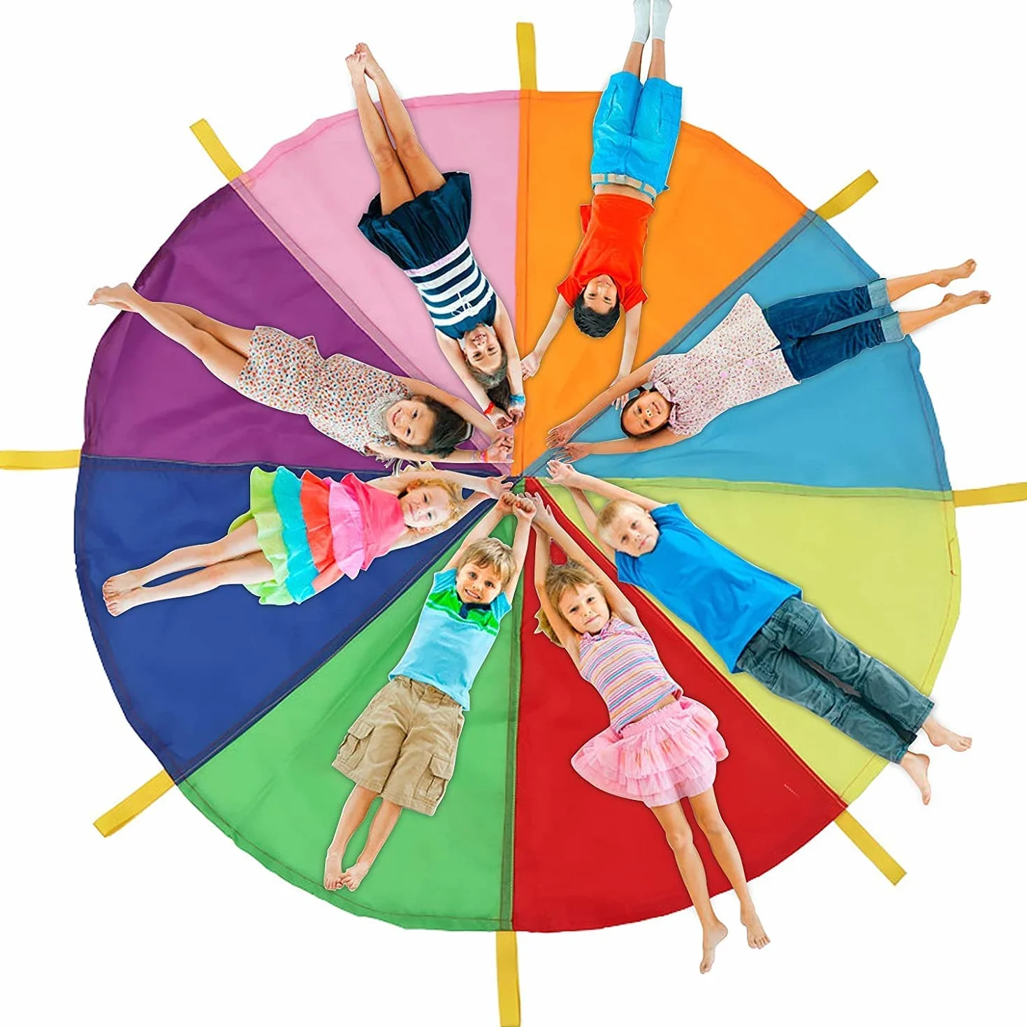 Juego de Paracaídas Arco Iris 6FT para Niños Actividades Deportivas al Aire Libre