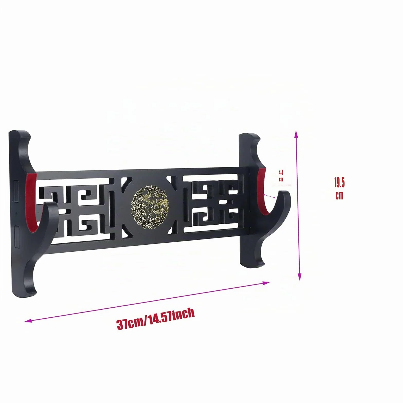 Soporte de espada Katana de 1 nivel, icono de dragón de terciopelo, acolchado, para samurai, Wakizashi