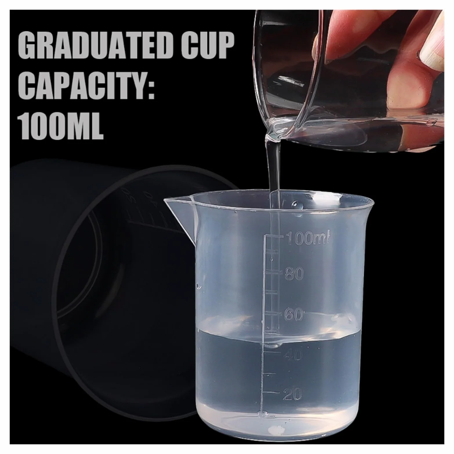 Vaso medidor, 3/5/10 piezas, 100 ml, vaso medidor de plástico for laboratorio, vaso graduado, utensilios de cocina, vasos medidores volumétricos de laboratorio (5 piezas)(10pcs)