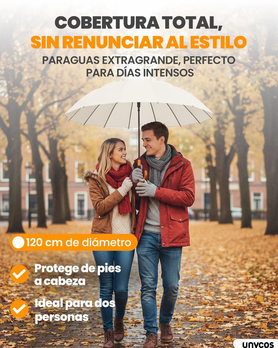 Paraguas Resistente al Viento Automático Impermeable para 2 Personas