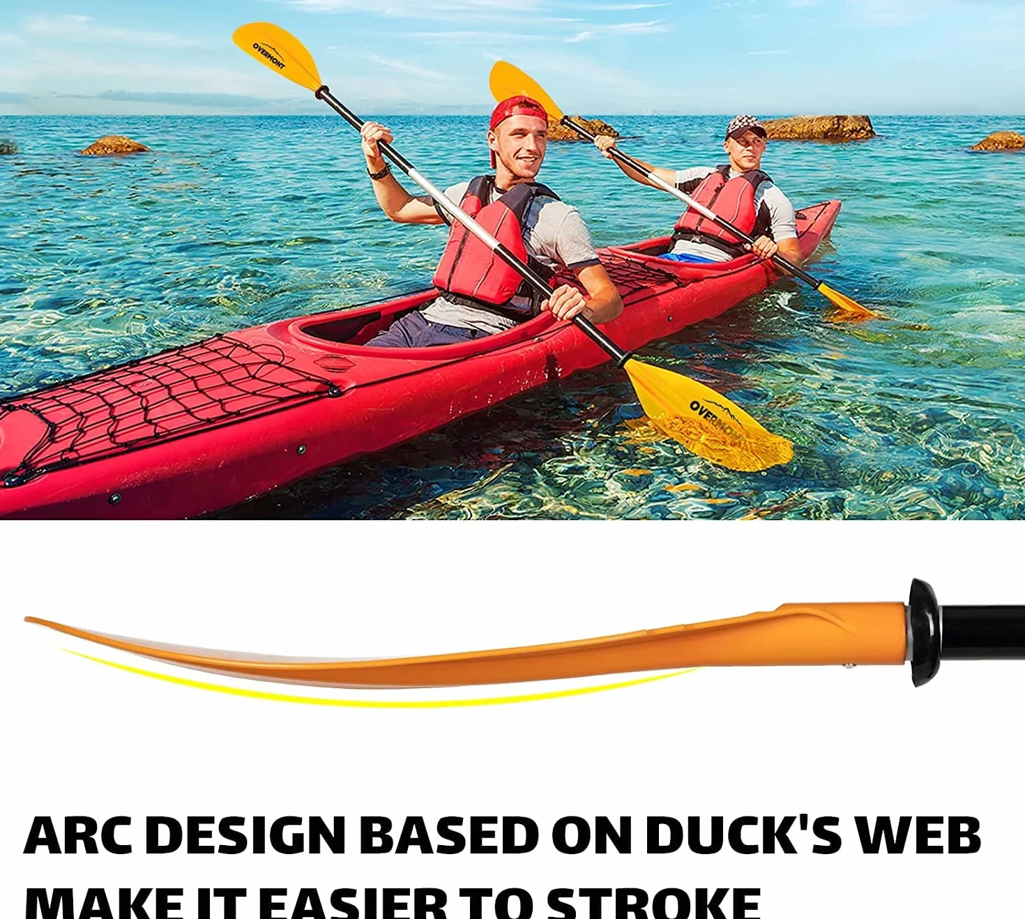 Overmont Remos Aluminio Doble Convertibles 3 Angulos Ajustables Longitud 222cm Sup Kayak Piragua Canoa Barco Negro Rojo Naranja