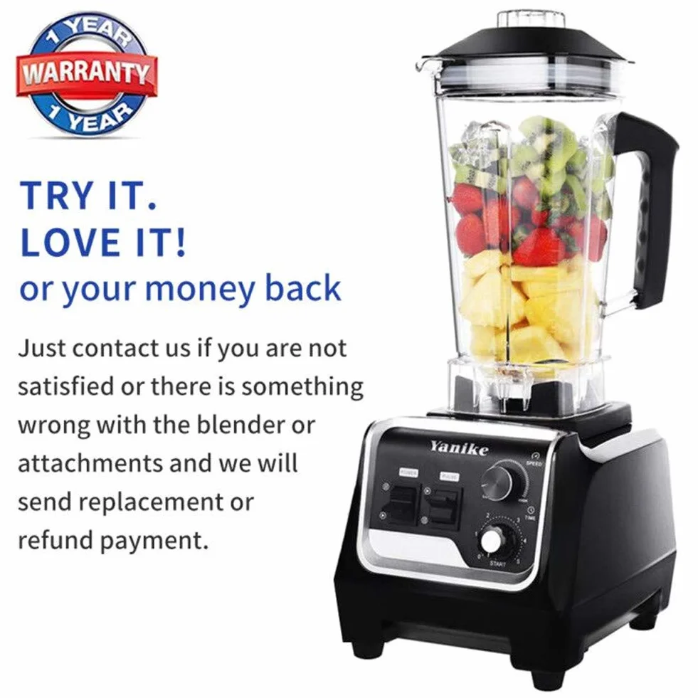 Licuadora Profesional Batidora de Baso, 2200W Licuadoras de Alta Velocidad para Batidos, licuadora smoothies de Hielo, Postre Congelado con Temporizador, Tarro de Tritán de 2 Litros sin BPA