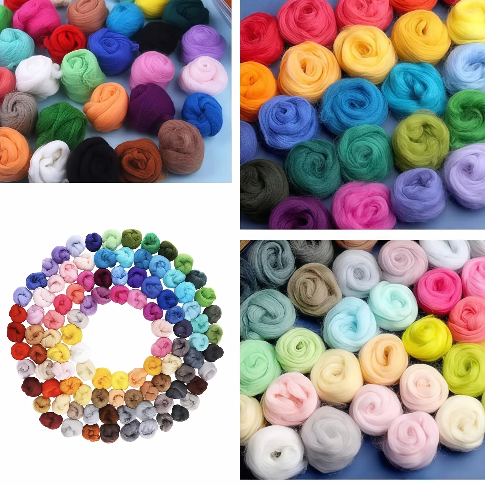 GOMETY Lana de fieltro de 100 colores, juego de 300 g, 100 × 3 g, lana de cuento de hadas de lana de oveja, lana merino premium para fieltro húmedo y seco, lana de fieltro de aguja multicolor para