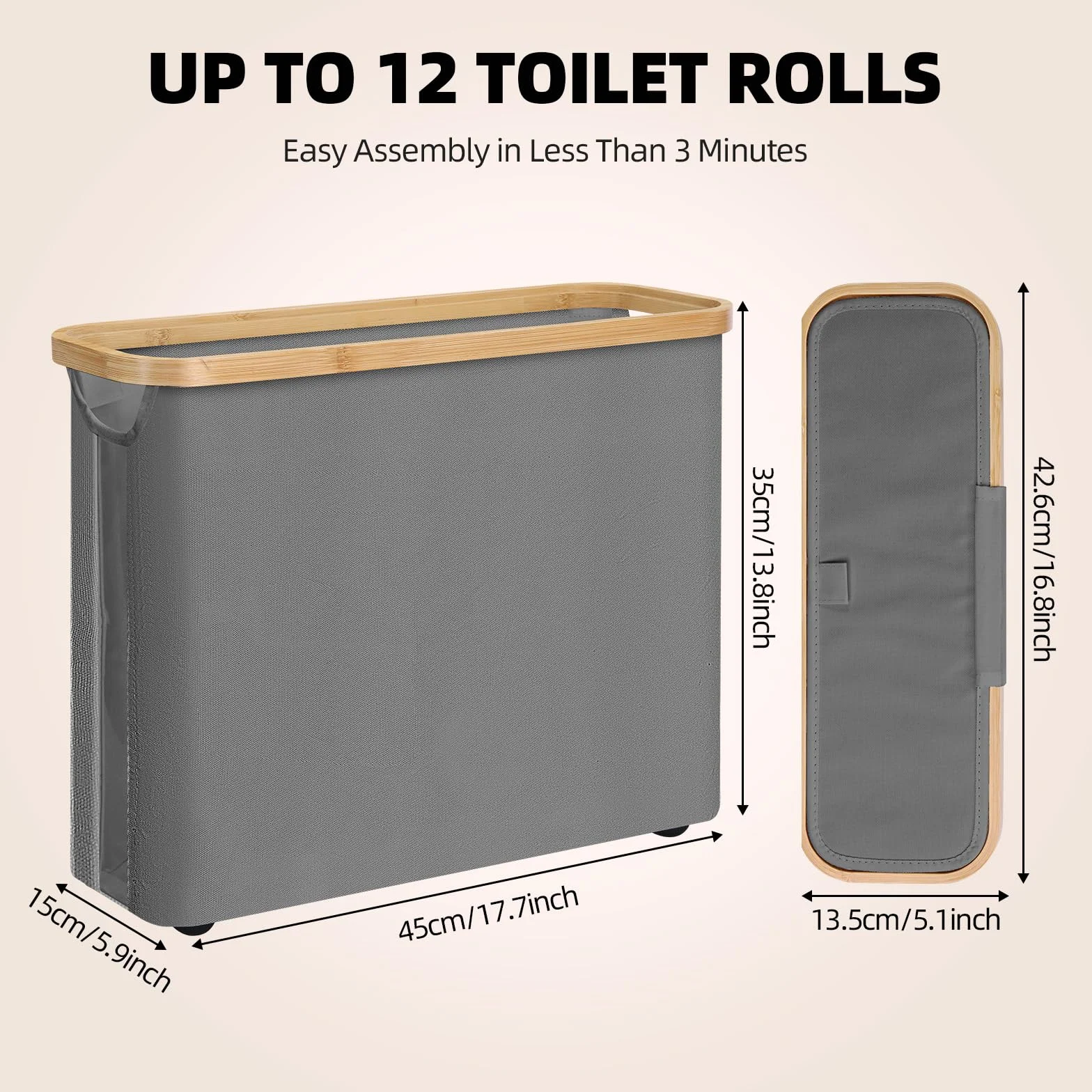 Mittimiya Cesta de Almacenamiento de Papel higiénico, con Ventana Transparente y asa y Tapa, almacenaje Papel higienico, Organizador de Accesorios Baño (Azul)