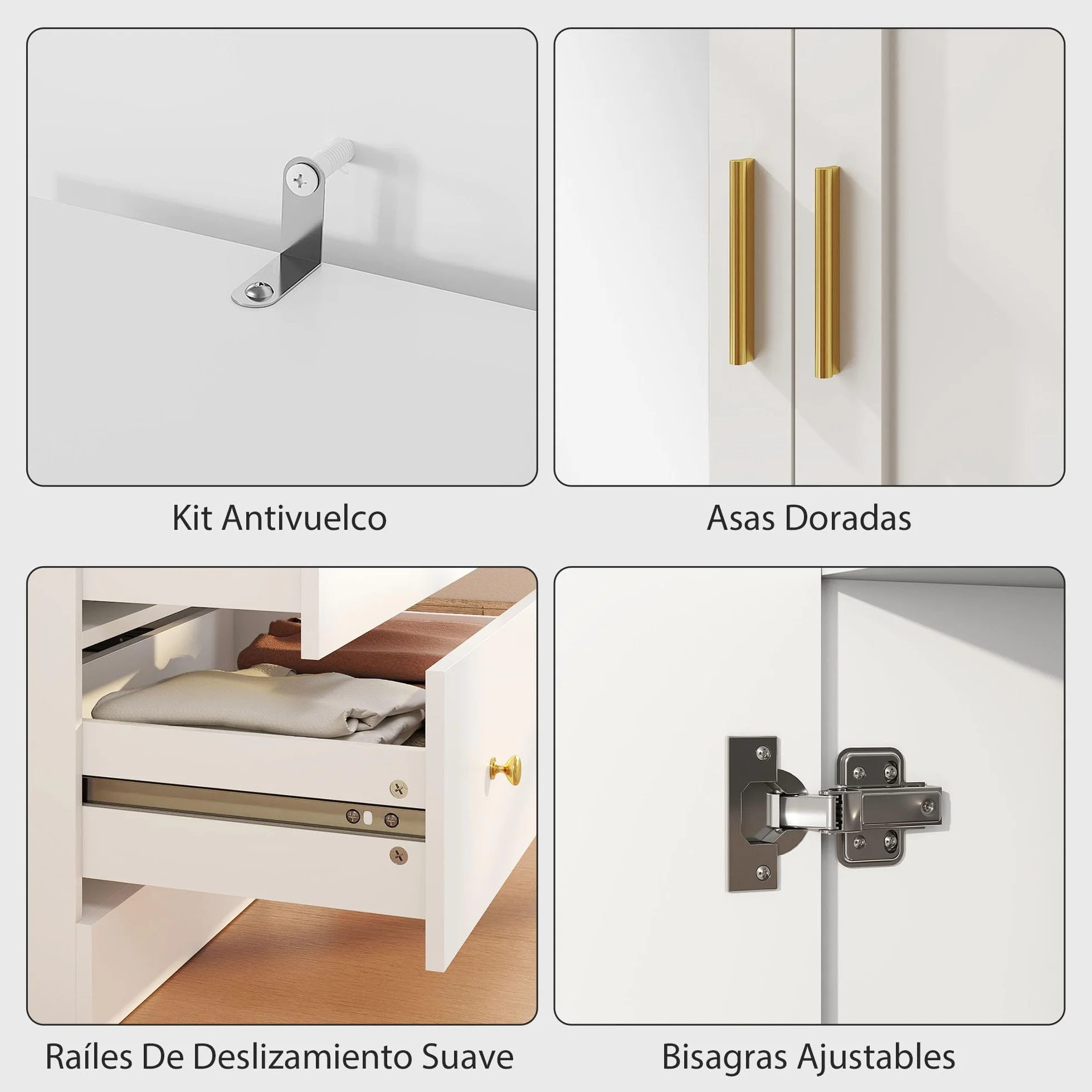 HOMCOM Armario Dormitorio 2 Puertas y 2 Cajones, Armario Ropero con Espejo, Barra para Colgar, Estilo Moderno, 80x50x180 cm, Blanco