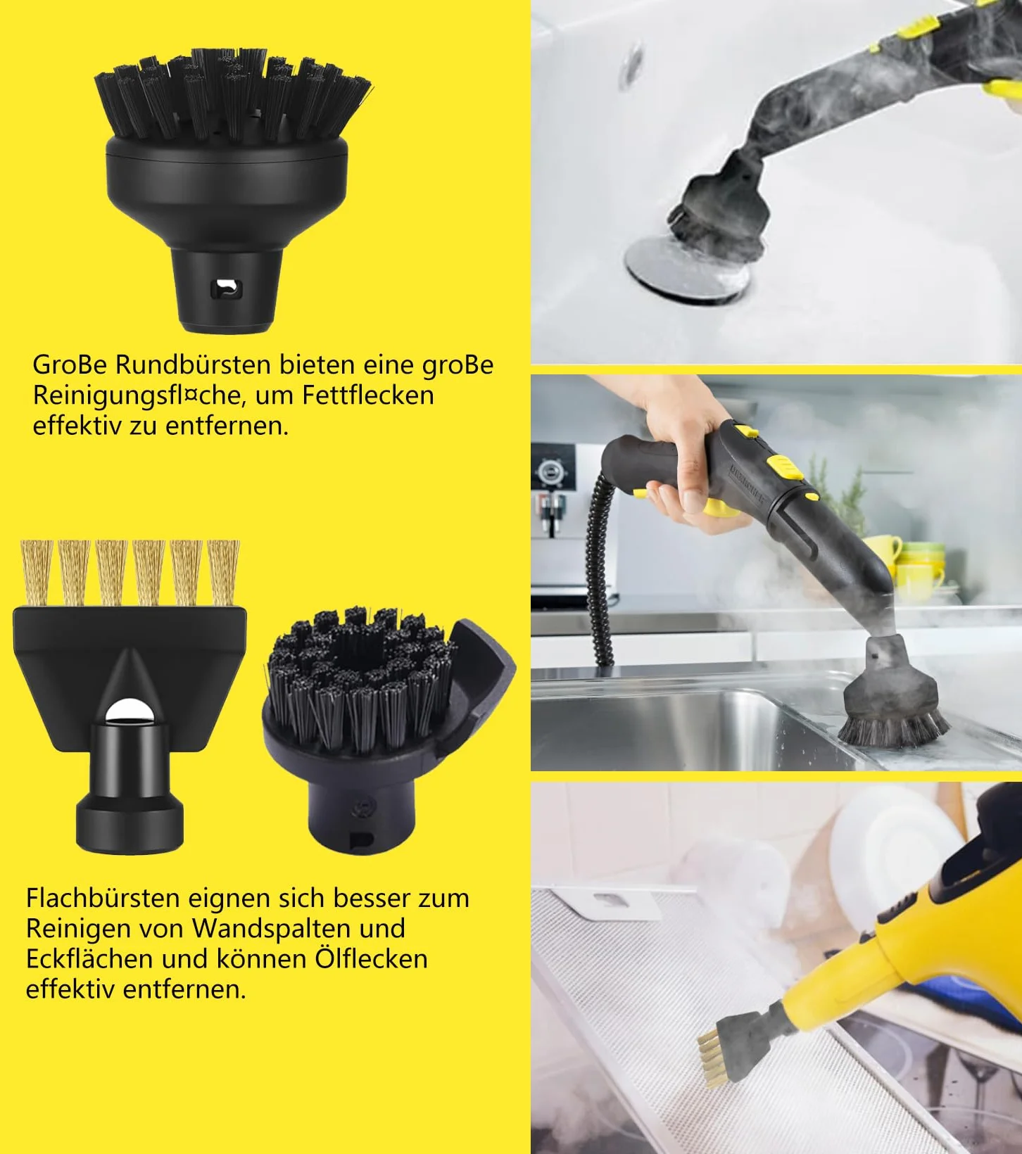 15 unidades para limpiador de vapor Kärcher SC3 SC1 SC5 SC4 SC2 accesorios, limpiador de vapor compatible accesorios Karcher SC1 SC3 SC5 SC4 SC2 boquilla alargada, boquilla curva, cepillo
