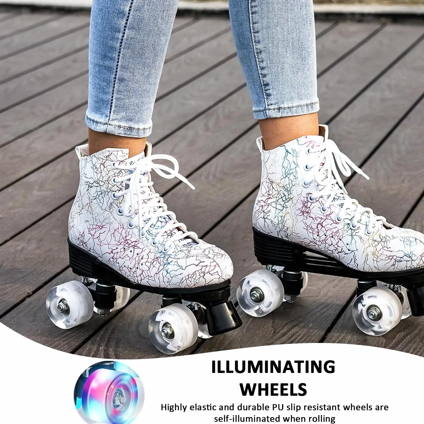 ERNAN Patines LED 4 Ruedas en Paralelo Top Alto Clásico para Adulto Mujer Hombre