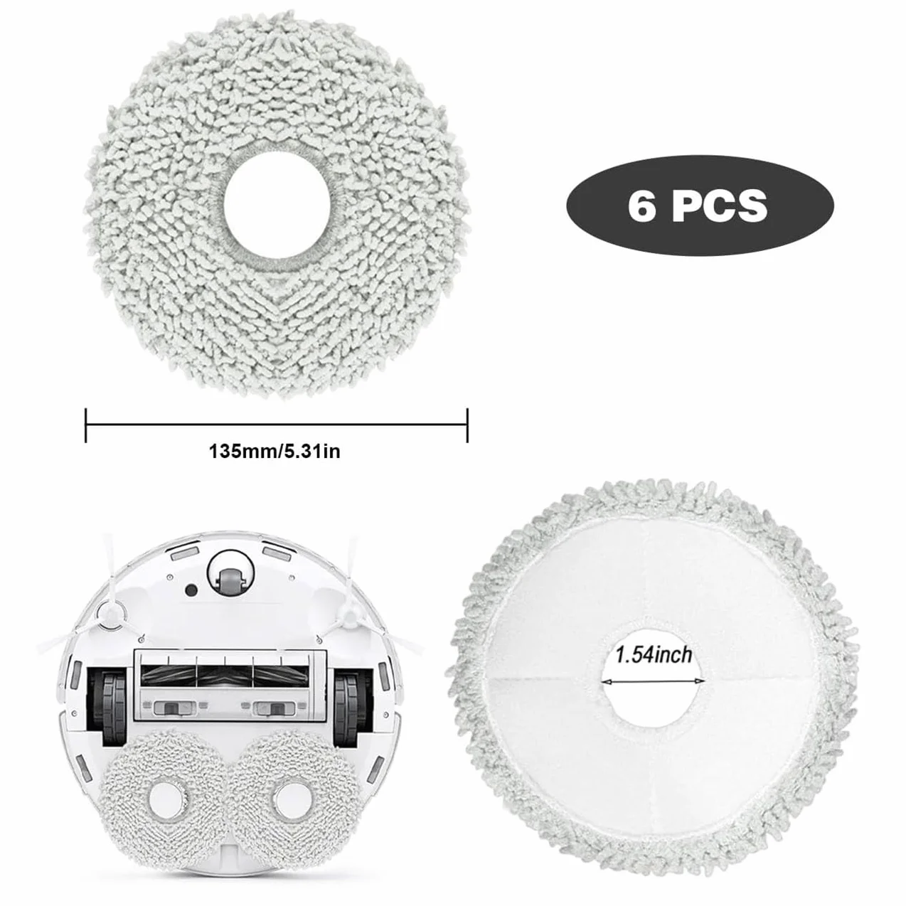 Juego de 6 Paños de Repuesto, Mopa Almohadillas compatibles con Xiaomi X20, Dreame L10s Pro Ultra Heat/X40 Ultra Complete/L10s Pro Gen 2/L20 Ultra/L10s Ultra/L10s Plus/L10 Prime, Microfibra Lavable