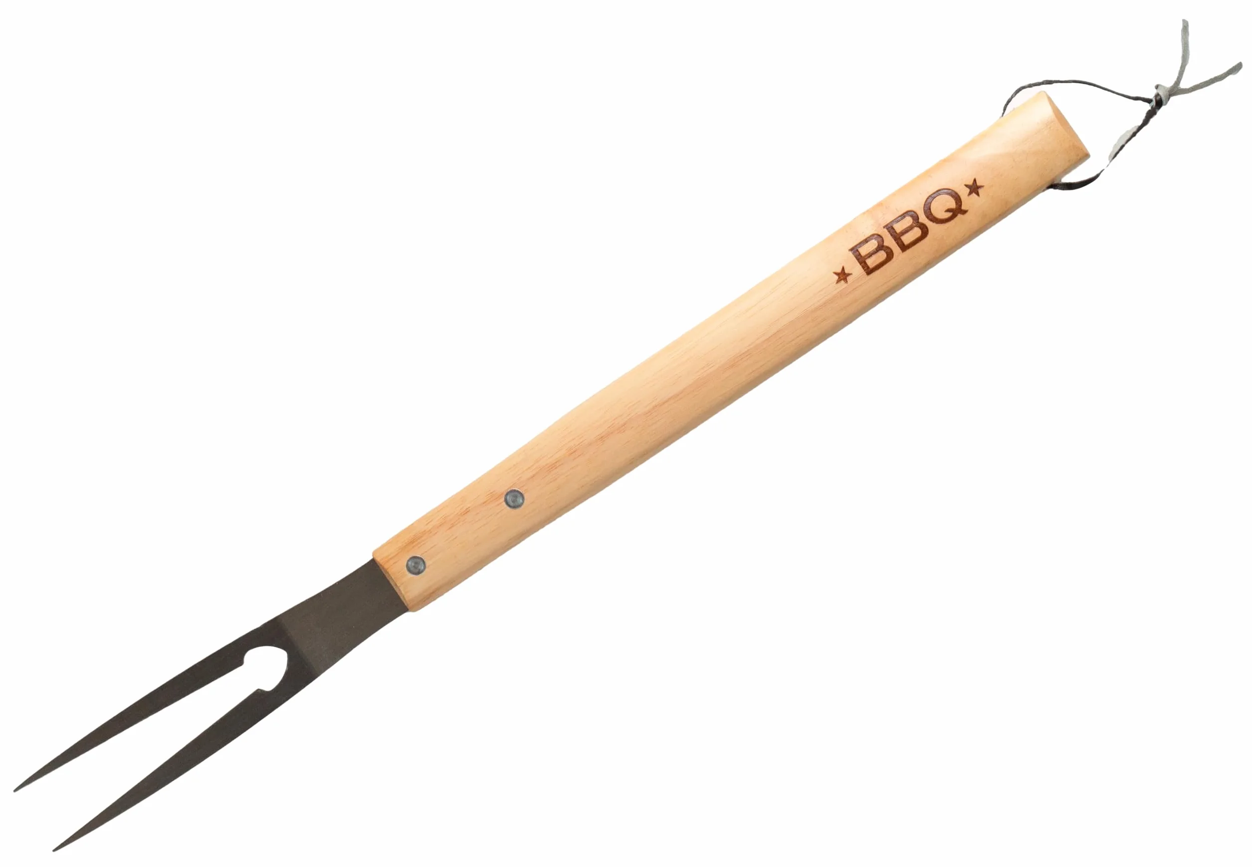 Fackelmann Tenedor de Barbacoa, Parte funcional en Acero Inoxidable y Mango de Madera, adecuado para Asar, Hornear y Trinchar Carne, 42 cm de largo, 1 ud