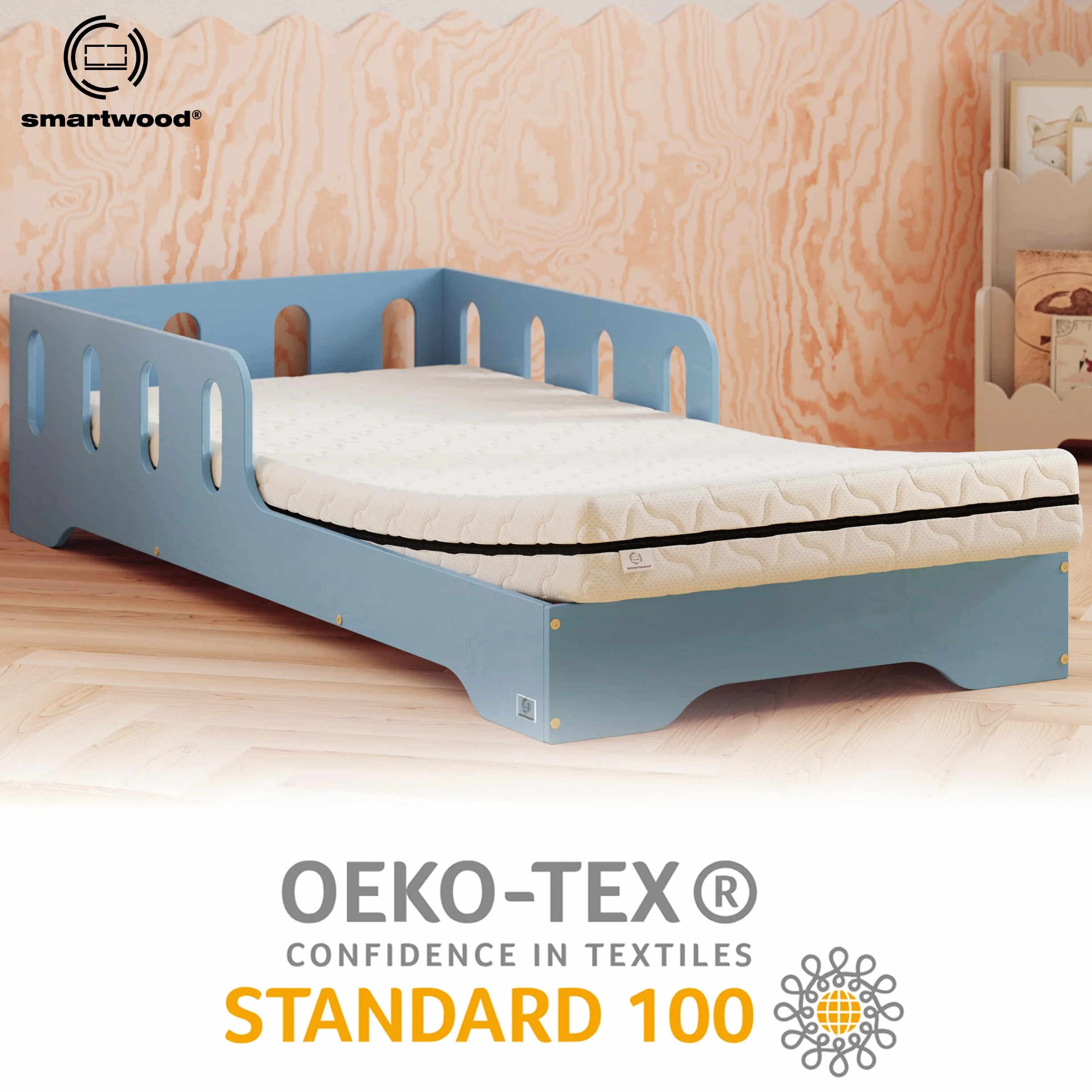 smartwood Colchón 80x140 9 cm Infantil - Colchon Espuma H2 - Certificación Oeko-Tex - Reversible – Funda Transpirable Antialérgica Lavable | Made in UE
