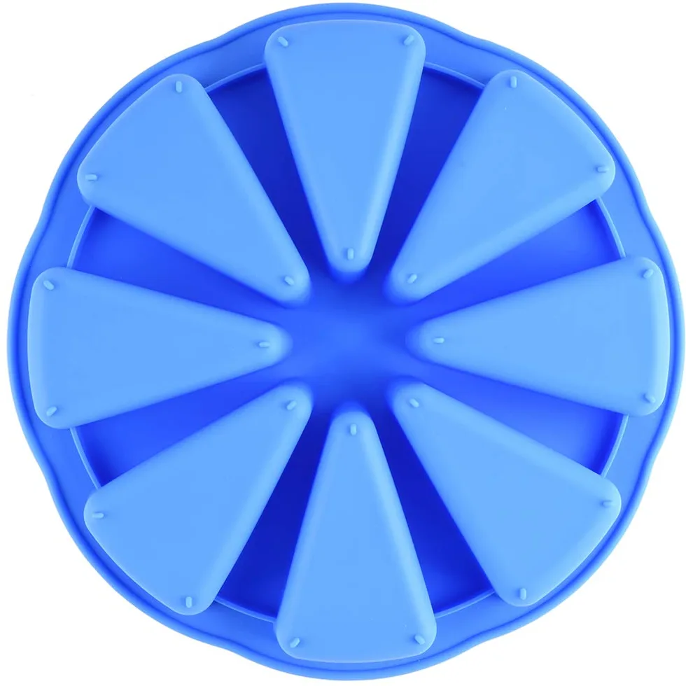 MIREN 8 Triangle Cavity Silicone Portion Cake Mold Scottish Scone & Cornbread Pan Slices Pastry Pan Pizza Slices Pan (Blue) by MIREN