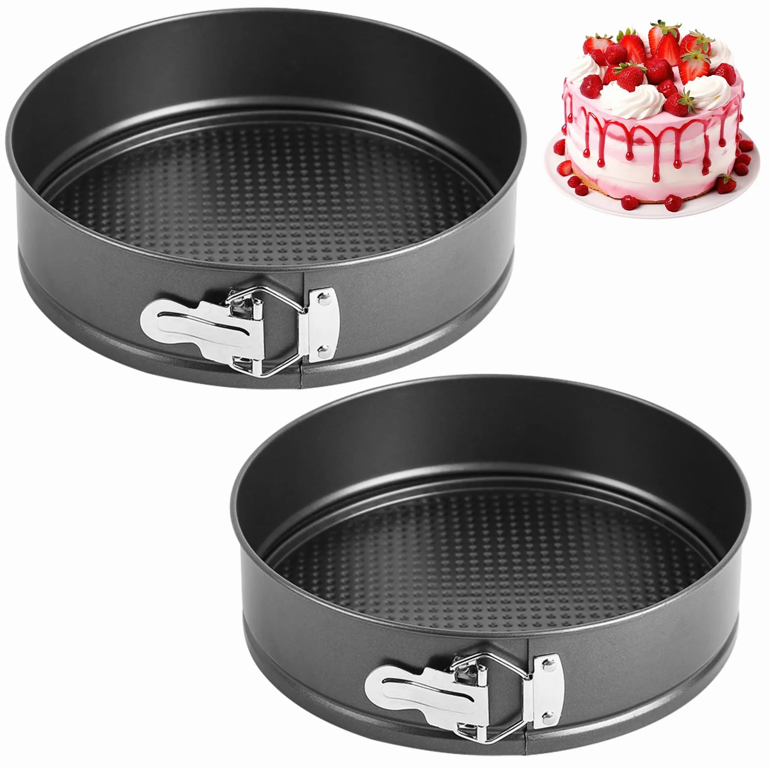 Molde Tarta desmontable 18 cm, 2 unidades Circular Molde Bizcocho Horno con revestimiento antiadherente,