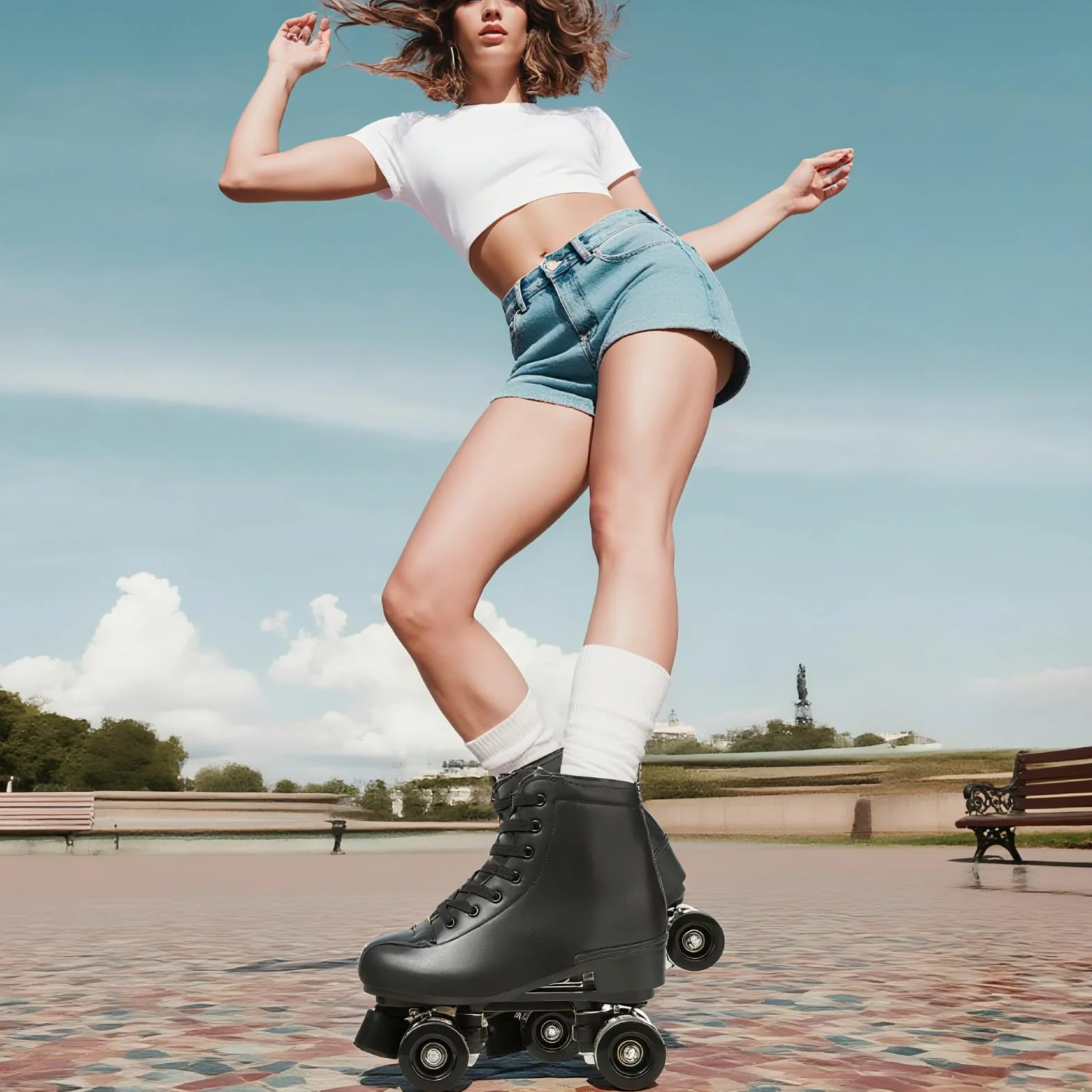 Patines de Doble Fila Ajustables Hightop Indoor Outdoor Adultos