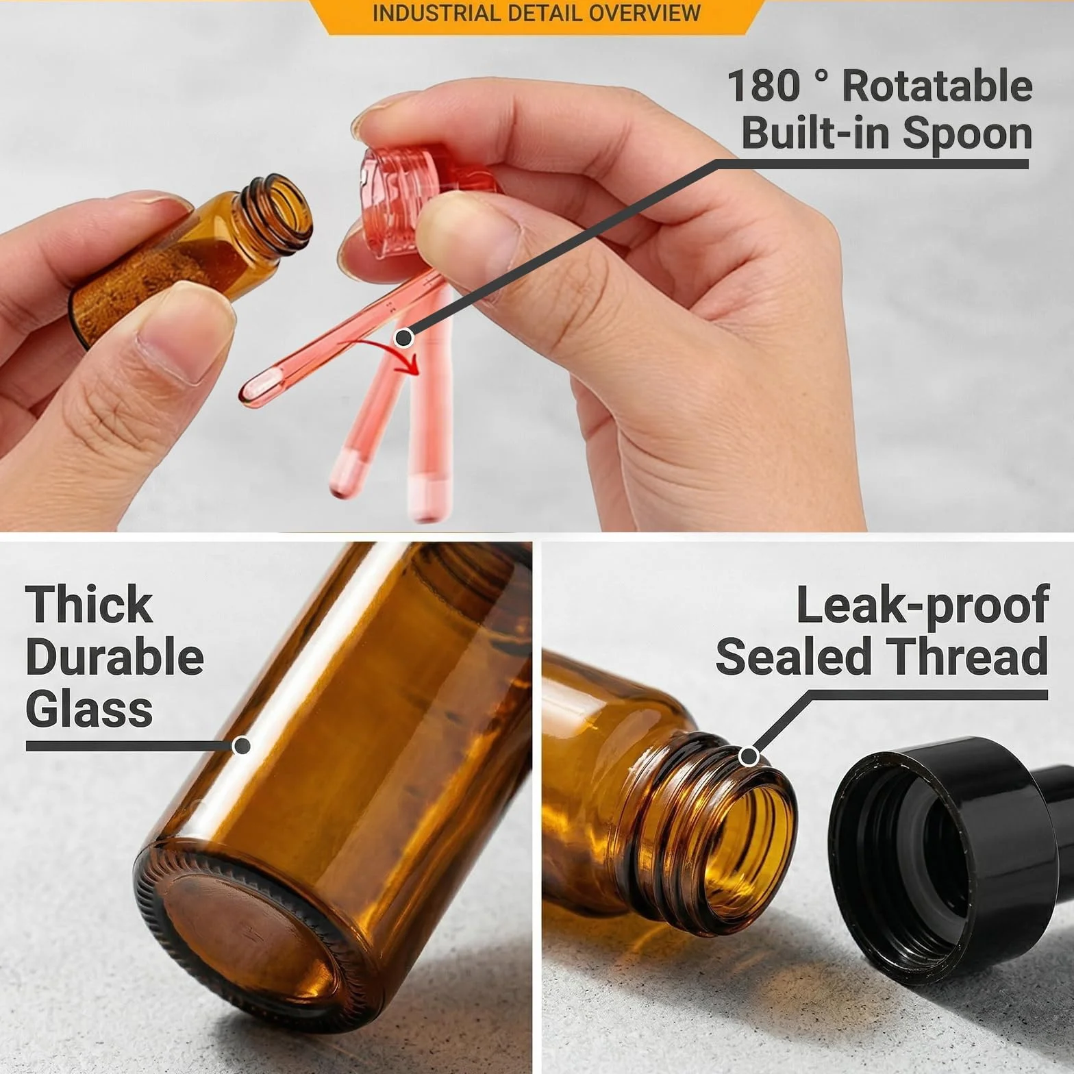 Polvo de Especias Botella, Juego de 6 Unidades Botes de Especias con Cucharilla y Embudo, Herméticos y Resistentes al Agua, Almacenamiento Ideal para Sal, Pimienta y Especias en Cocina