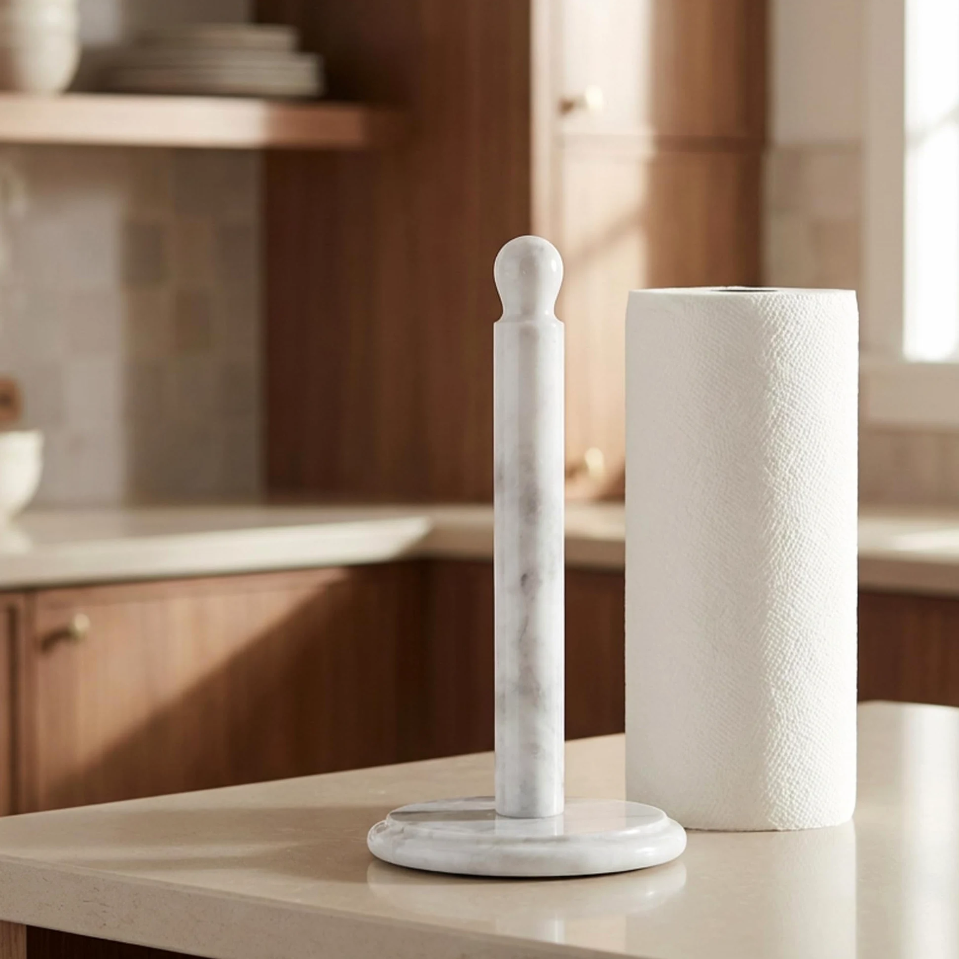 Radicaln Portarrollos de Cocina de mármol Blanco para encimera: Soporte de 12,5 Pulgadas para baño y Cocina, Pieza Artesanal encimera.