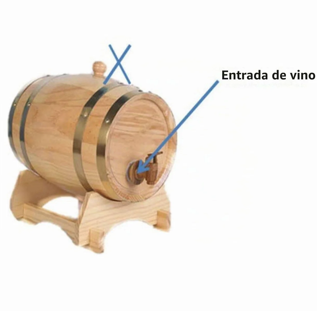 Barril de madera de roble de 5 litros Dream Wood para almacenamiento y envejecimiento de vino y bebidas, con soporte