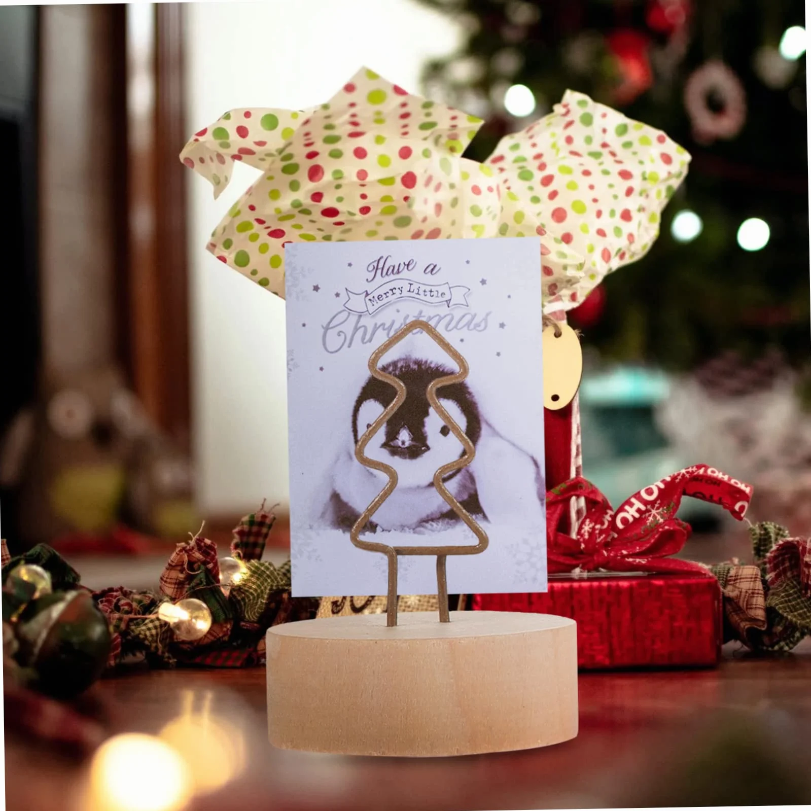 24piezas Soporte De Notas De Navidad Clips De Madera y Forma De Árbol y Estrella Portacartas Para Decoración De Mesa Fiestas