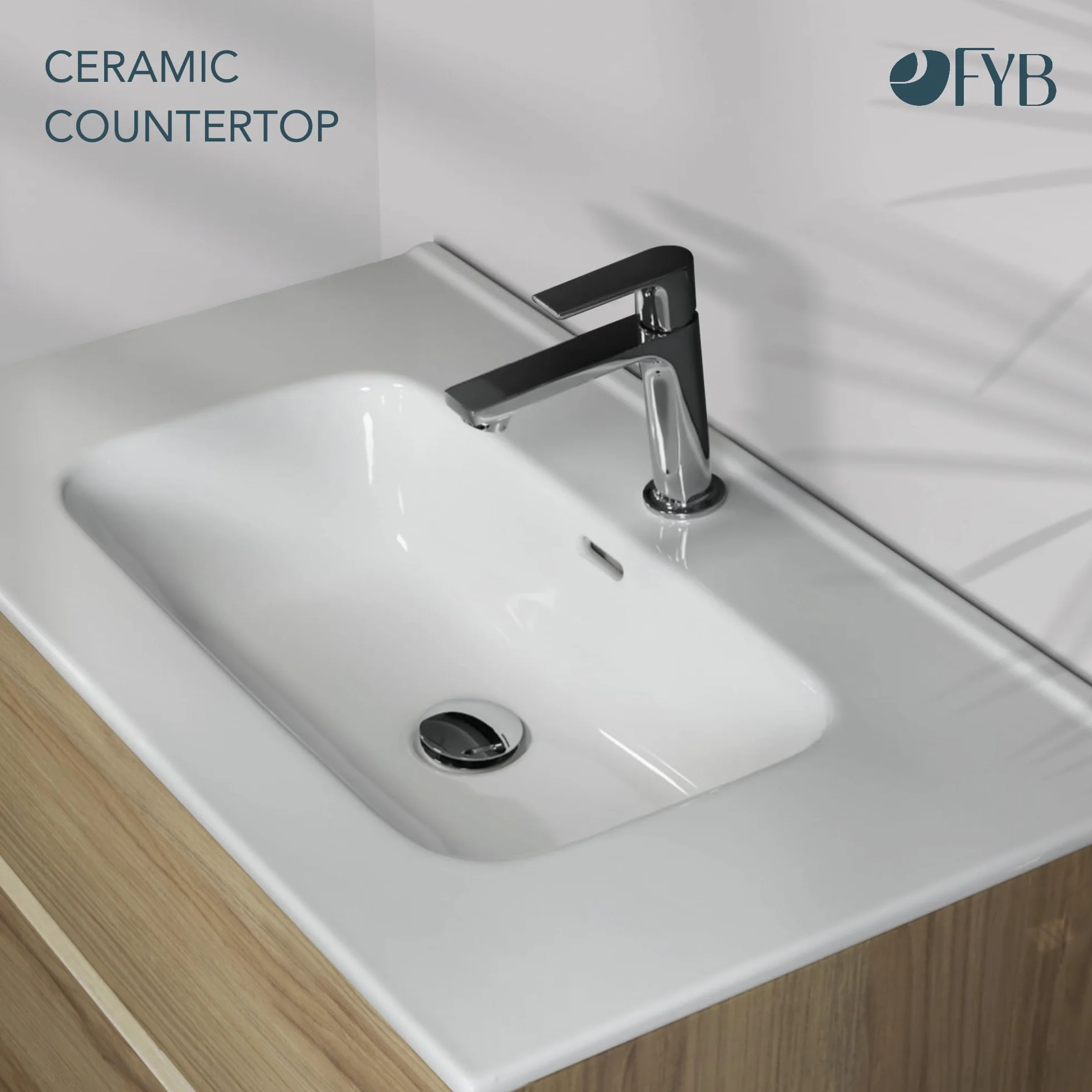 Mueble de Baño 100 cm Madera con Encimera Cerámica y Espejo Redondo LED Antivaho, 3 Cajones, Lavabo Incluido, Luz Regulable, Gran Almacenaje