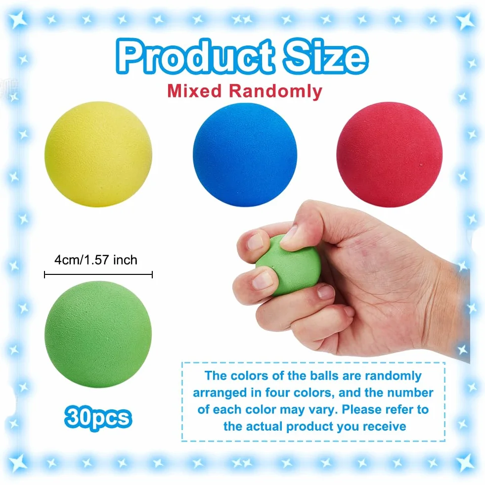 OLYCRAFT 30 pelotas de tenis de espuma de 4 cm, 4 cm, de espuma suave, suave, ligera, de espuma de alta densidad, para mascotas, para tenis
