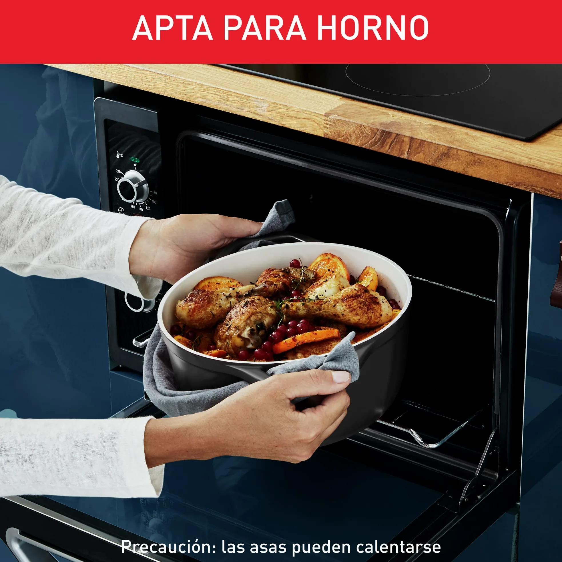 Tefal Cocotte Air 24 cm - cazuela de aluminio fundido de 4,7 L de capacidad, revestimiento cerámica, resultados tiernos, apto para horno y cocinas convencionales, incluso inducción, apto lavavajillas
