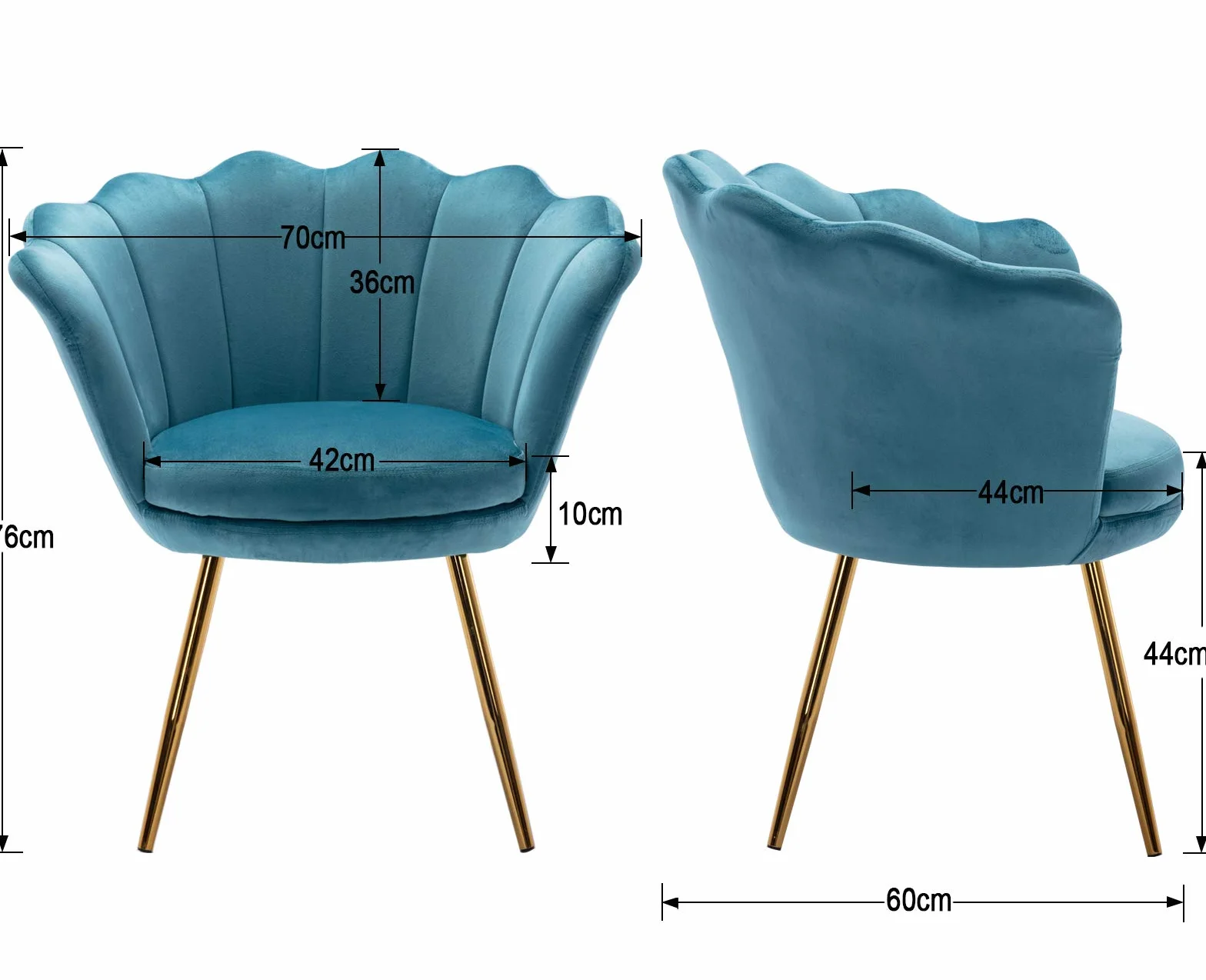 chairus Sillón de Salón Elegante Sillón de Tocador con Respaldo Floral, Silla Tocador Maquillaje Sillon Lounge de Terciopelo para Salón/Dormitorio, Azul Claro