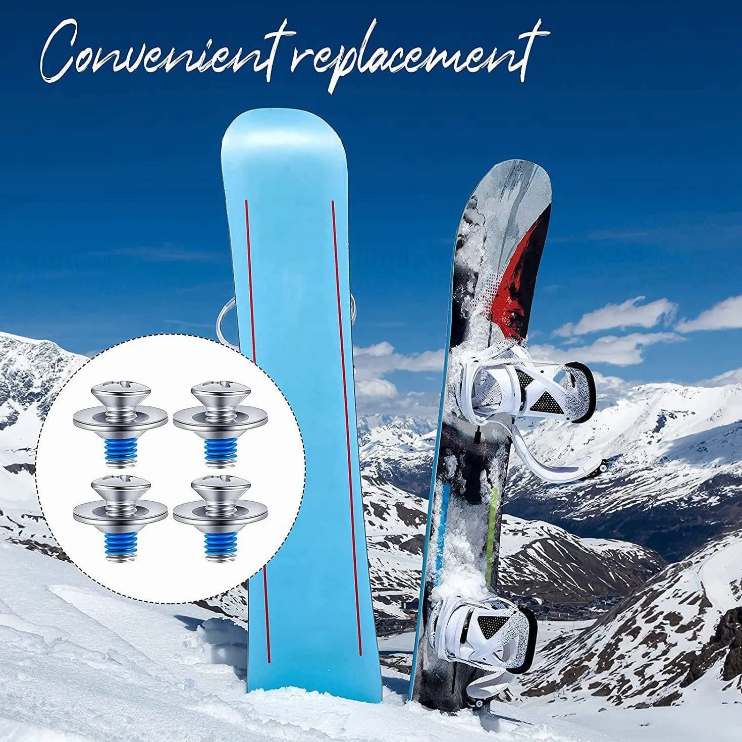 Tornillos de encuadernación de snowboard 16 piezas con arandelas